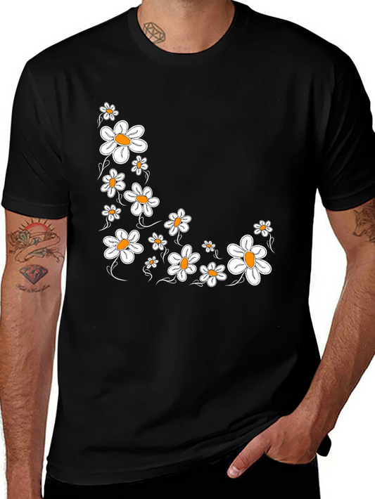 Daisy Print Black T-Shirt