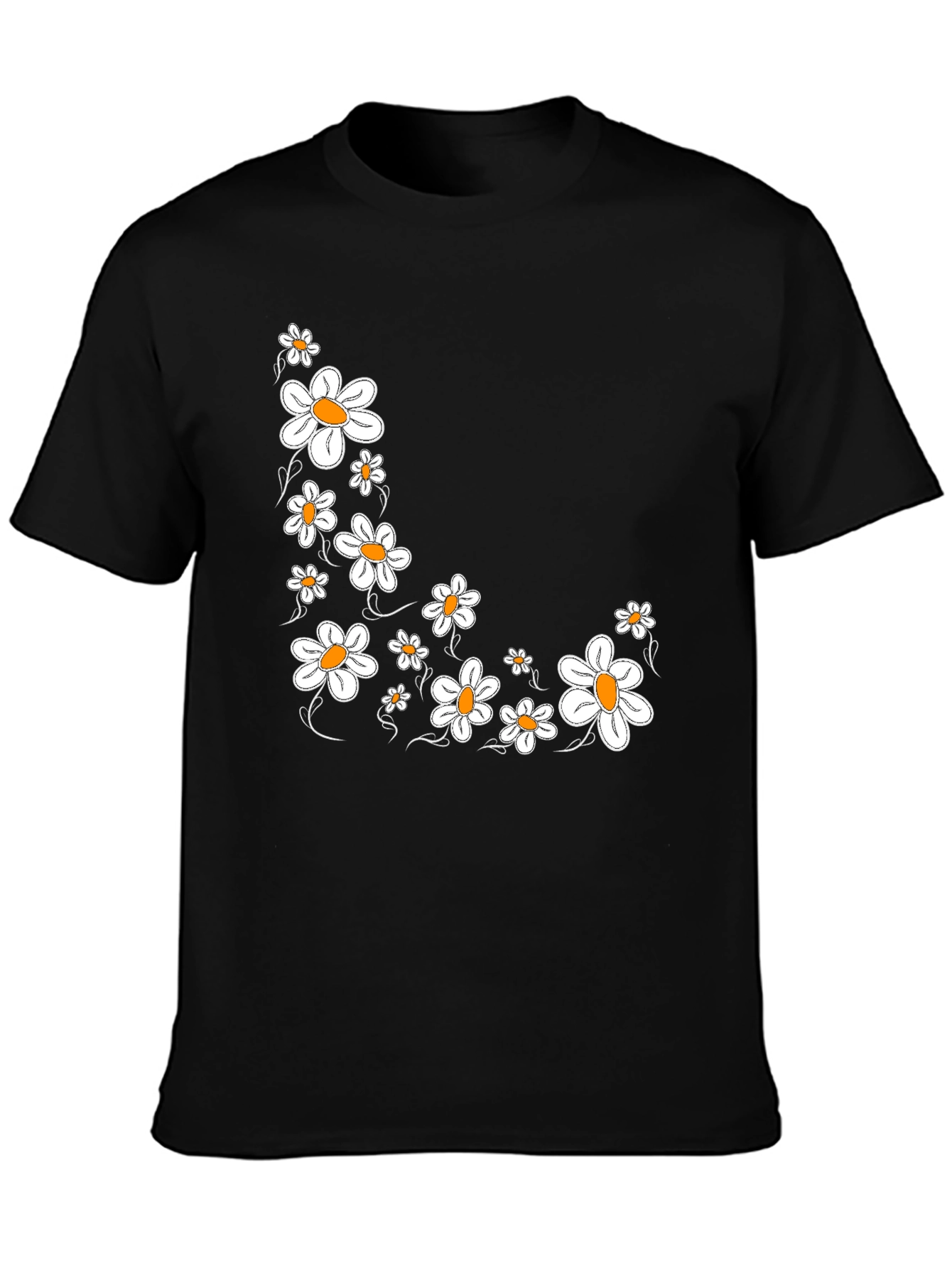 Daisy Print Black T-Shirt