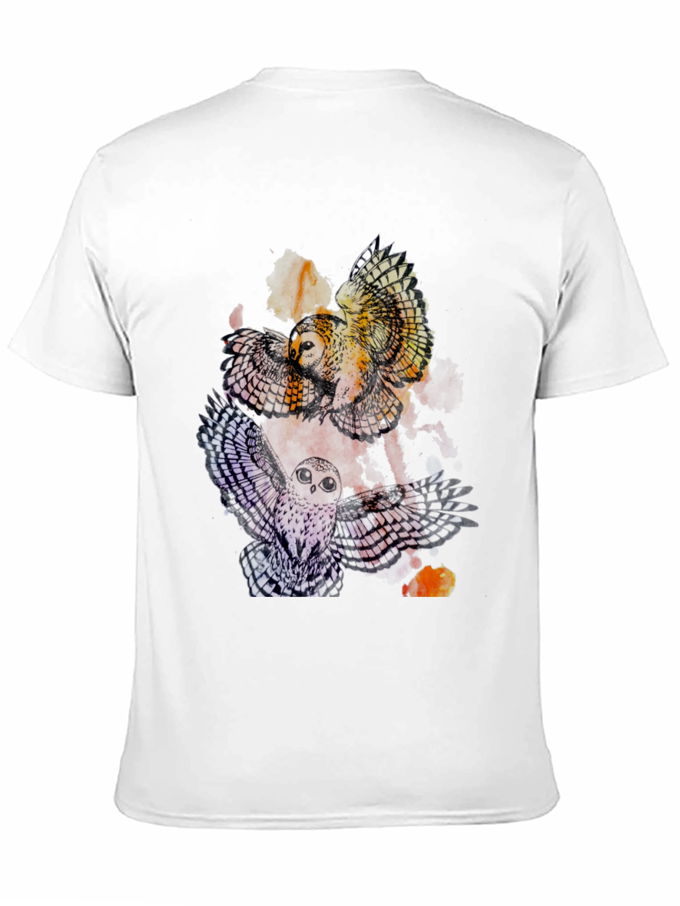 Mens Owl Graphic Print Crew Neck Tee - Black