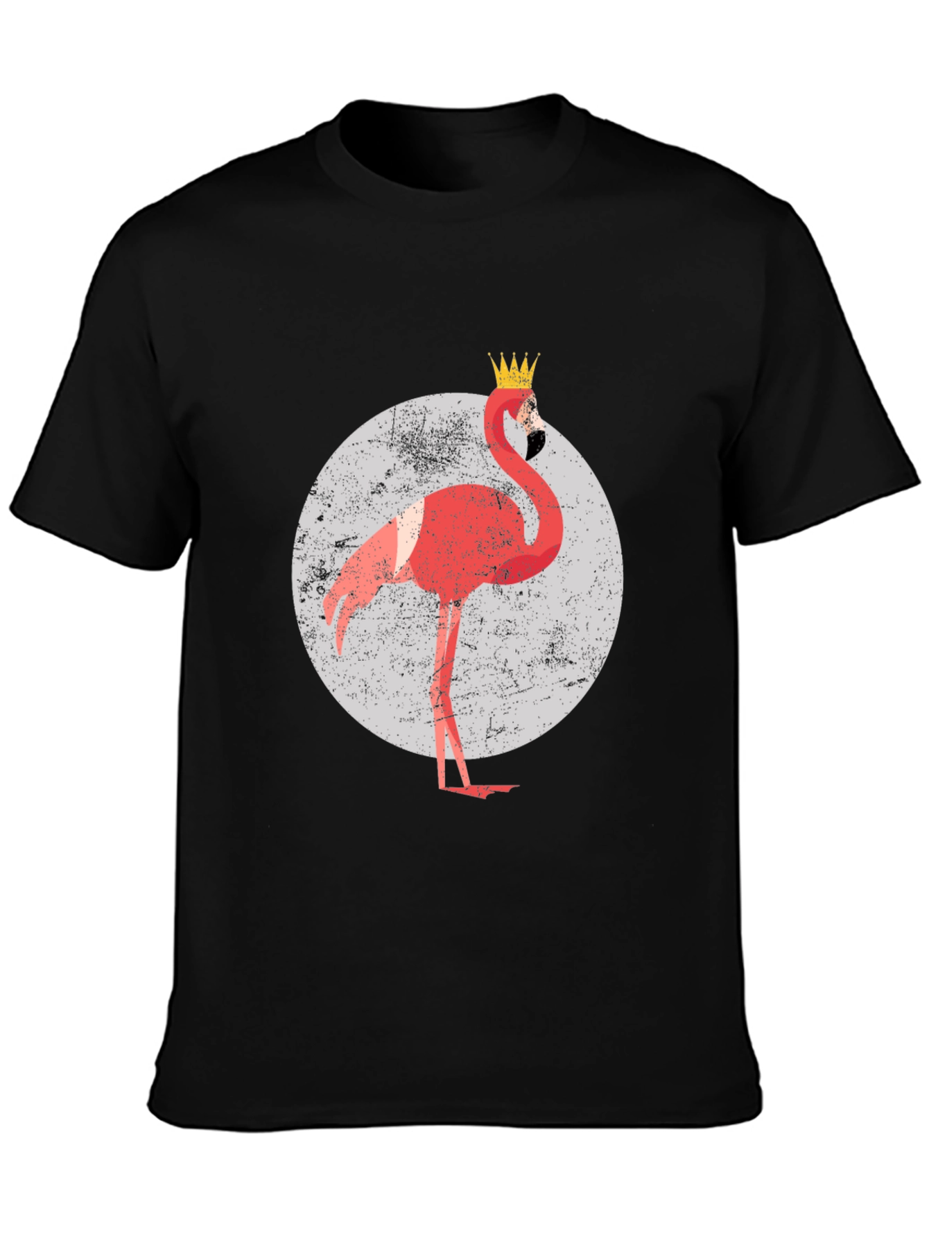 King Flamingo Graphic Tee - Black Crewneck