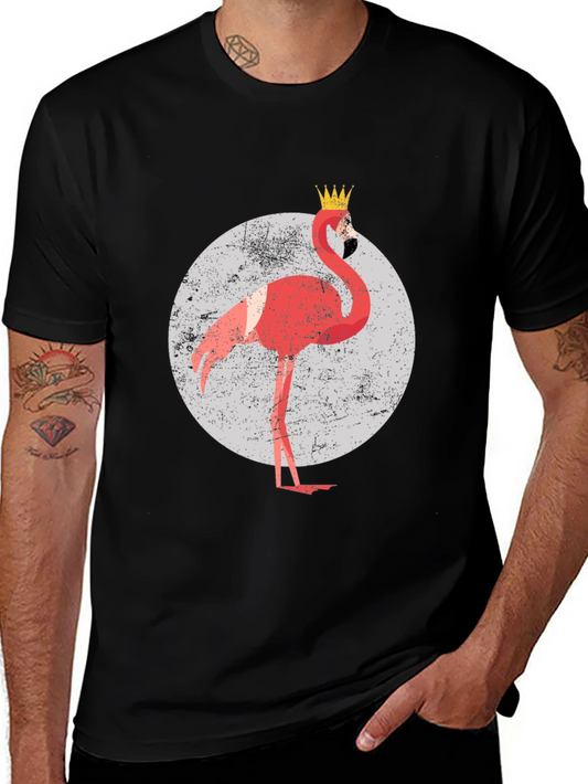 King Flamingo Graphic Tee - Black Crewneck