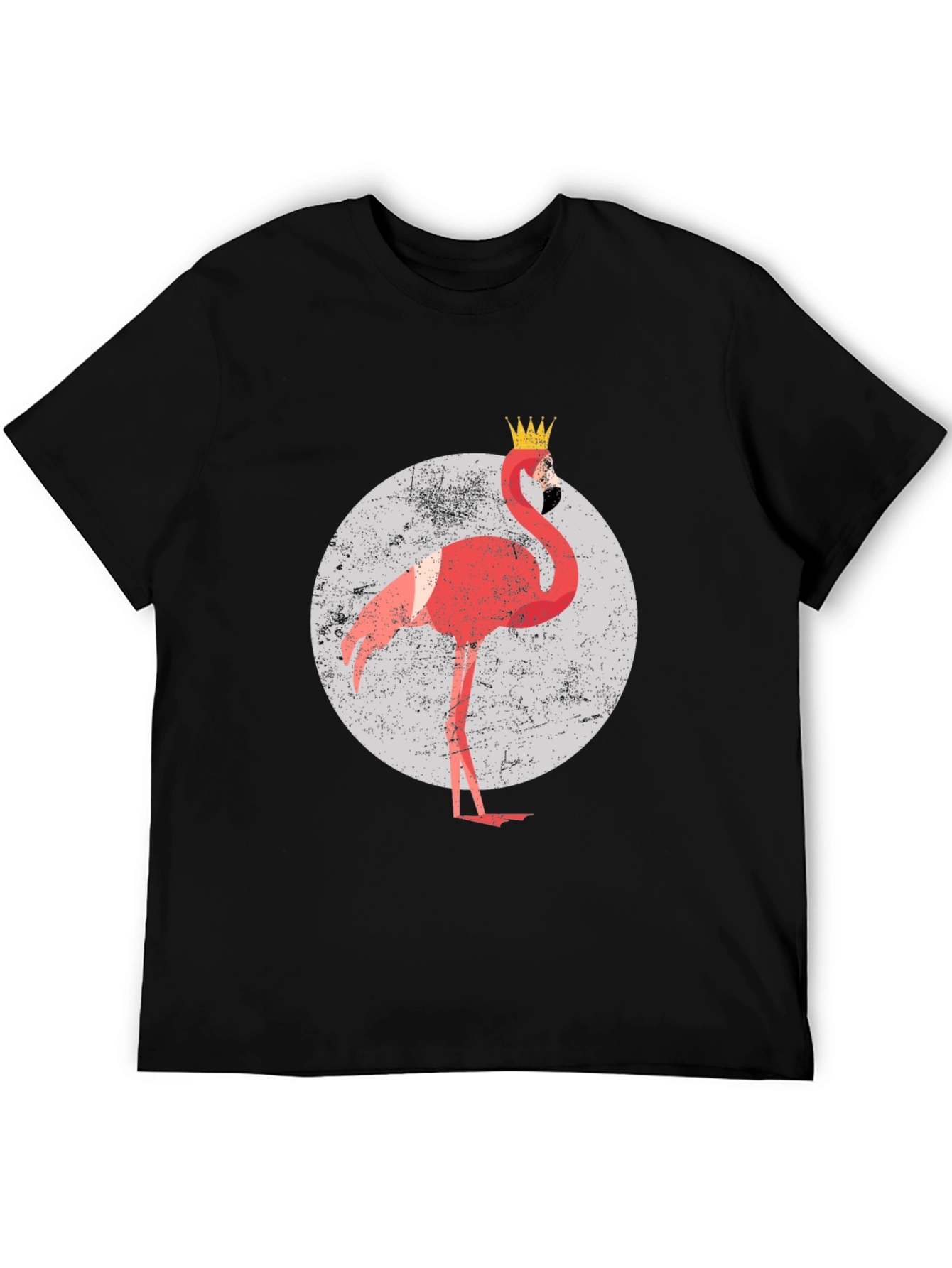 King Flamingo Graphic Tee - Black Crewneck