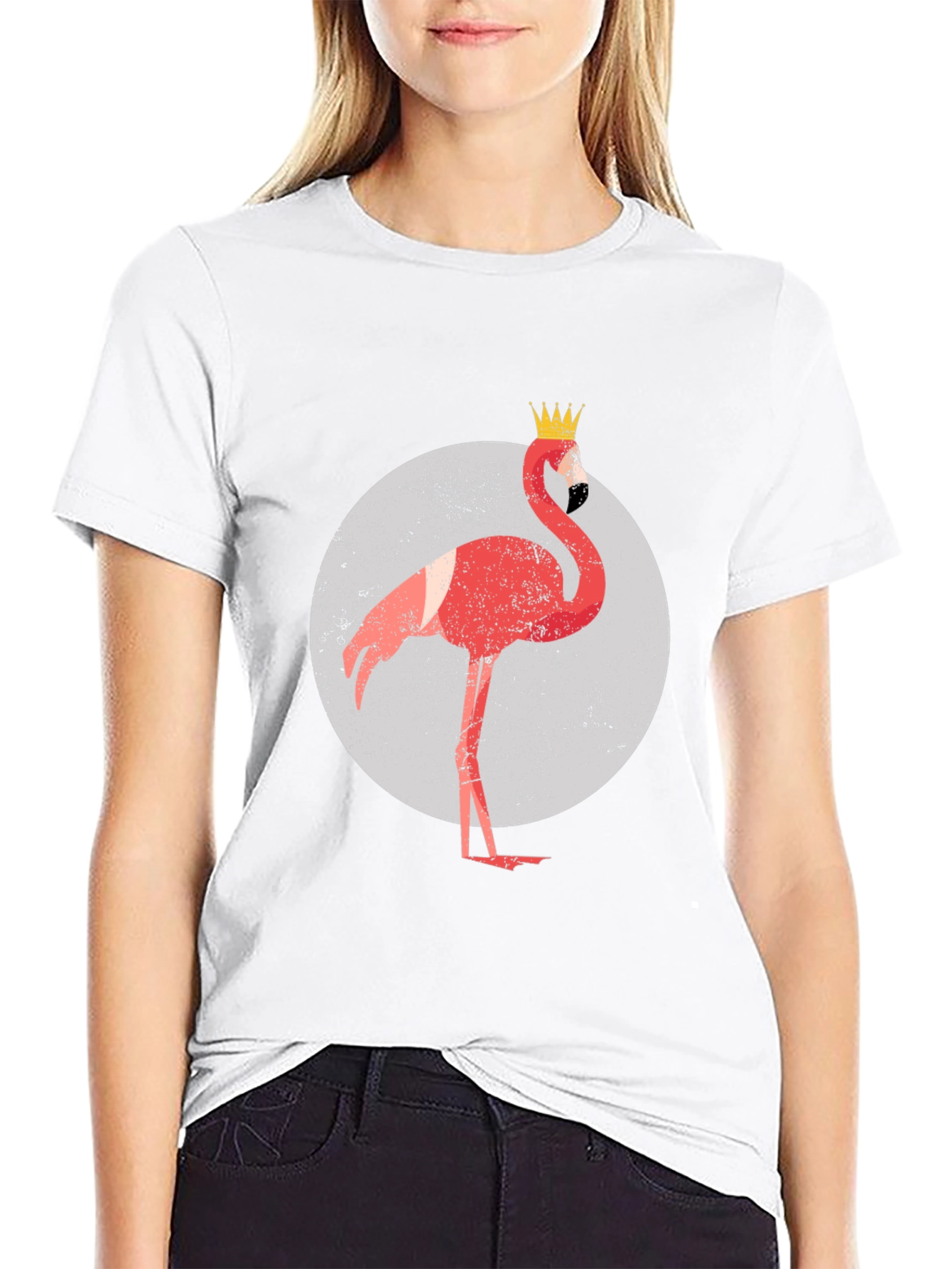 King Flamingo Graphic Tee - Black Crewneck