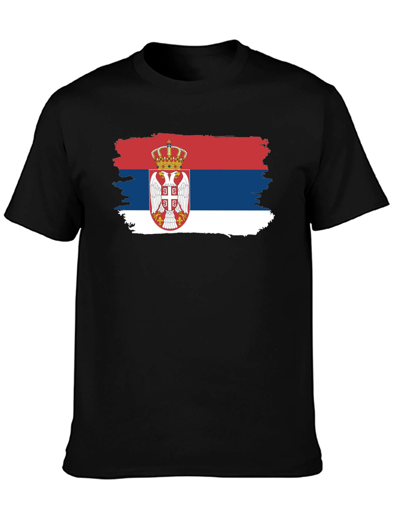 Serbian Flag T-Shirt - Black Crew Neck Tee