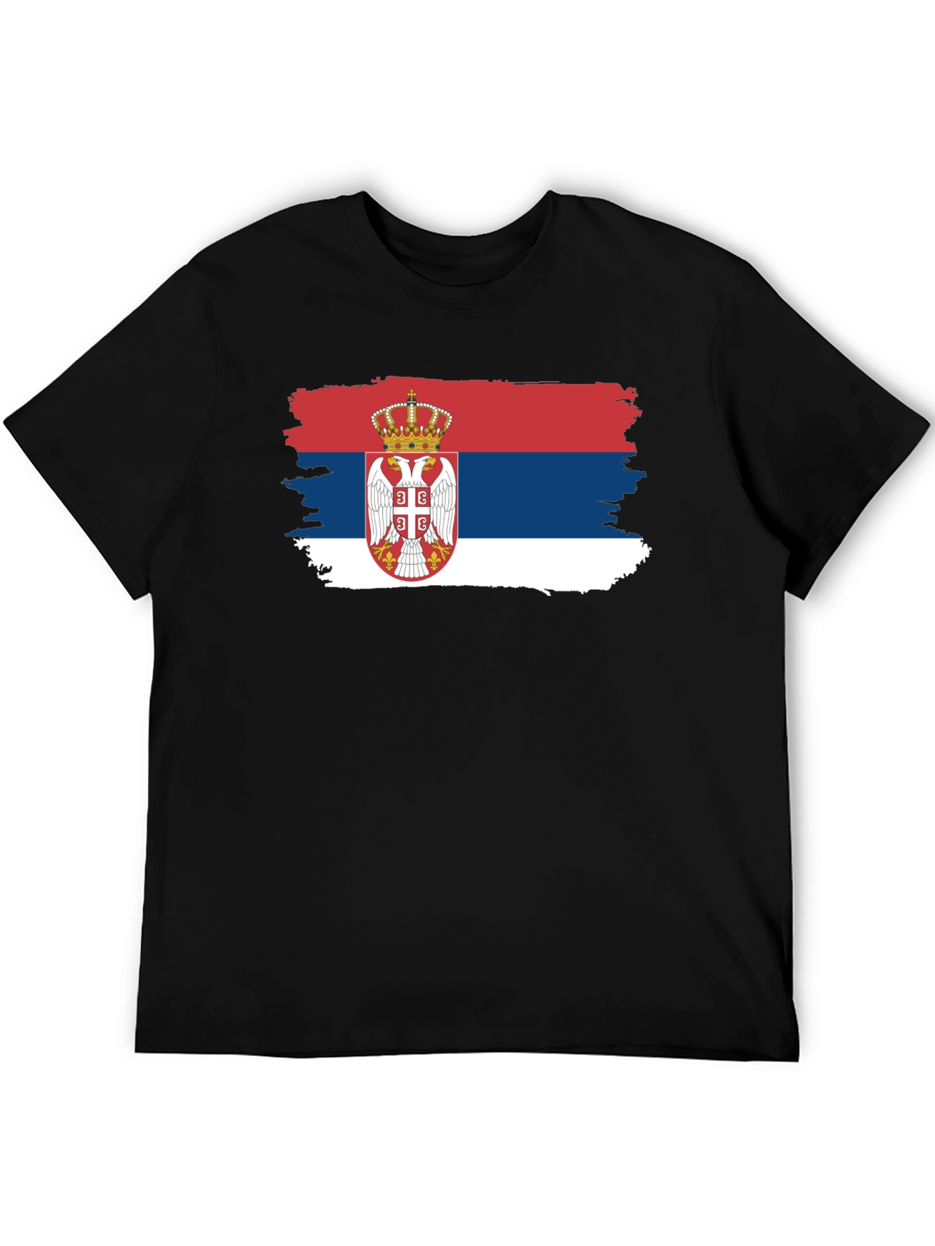 Serbian Flag T-Shirt - Black Crew Neck Tee