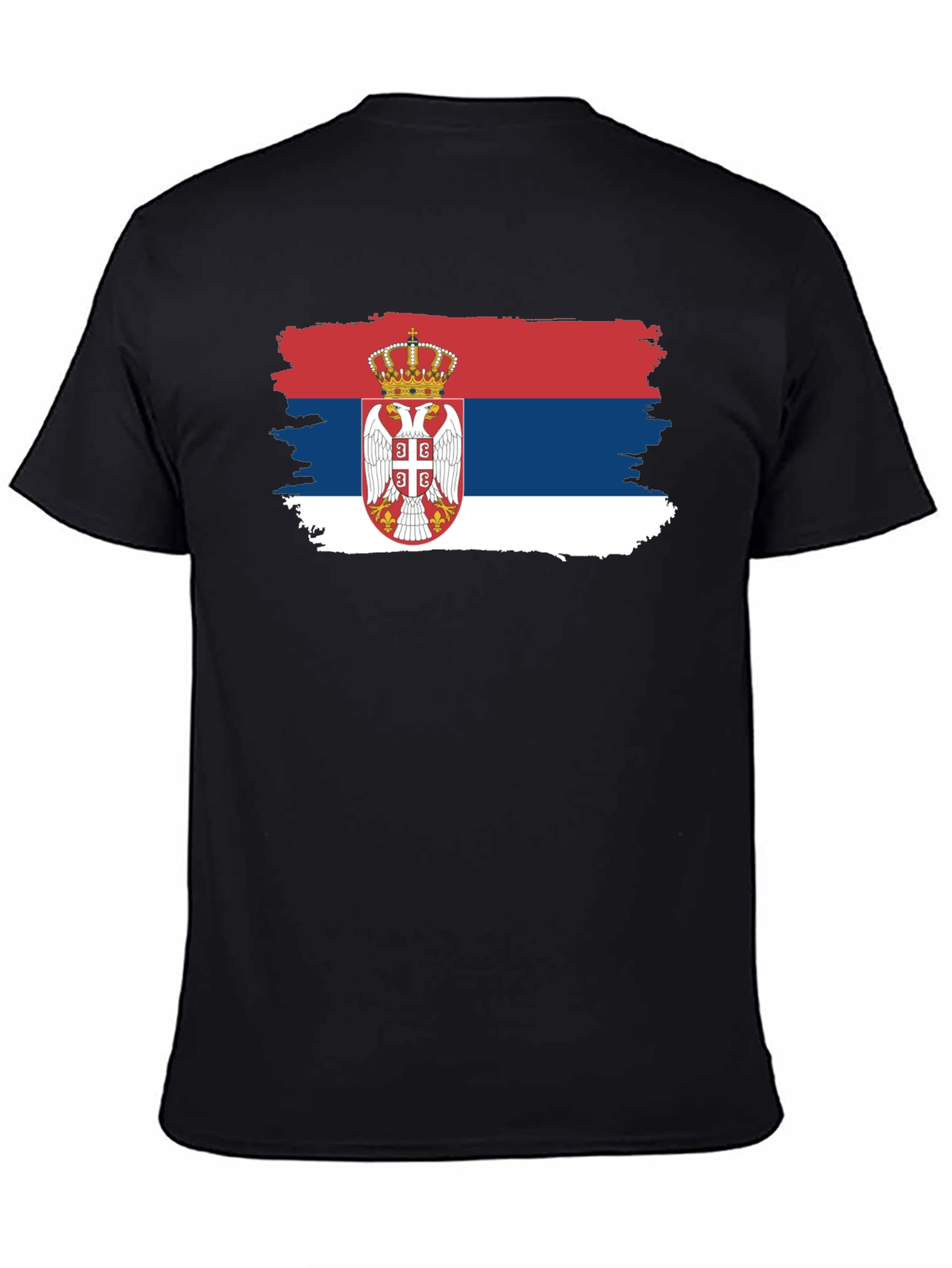 Serbian Flag T-Shirt - Black Crew Neck Tee