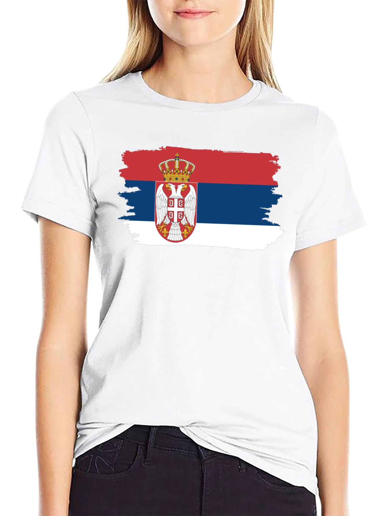 Serbian Flag T-Shirt - Black Crew Neck Tee