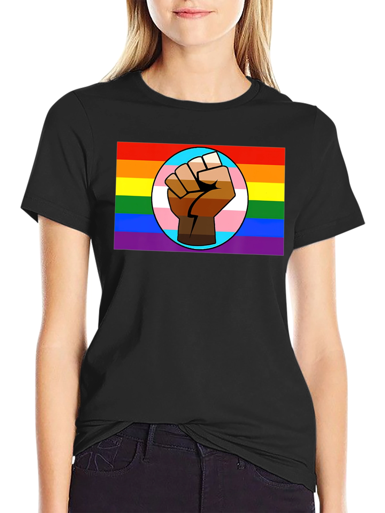 Pride Fist Graphic T-Shirt - Black