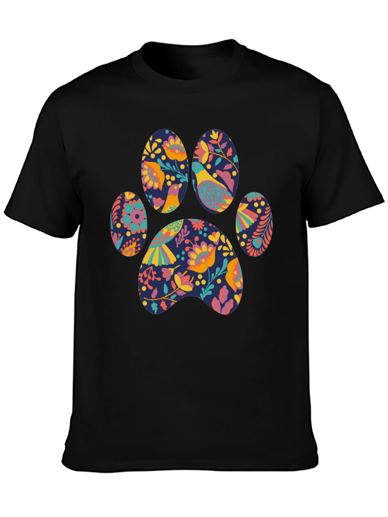 Floral Paw Print T-Shirt - Unique Graphic Tee