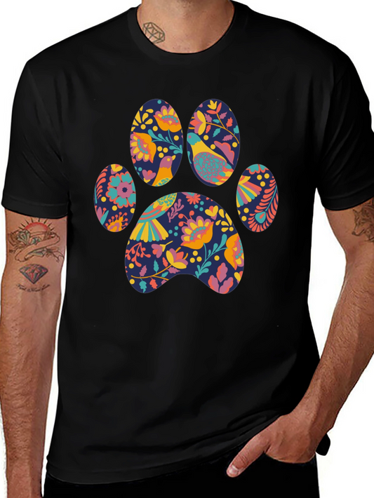 Floral Paw Print T-Shirt - Unique Graphic Tee