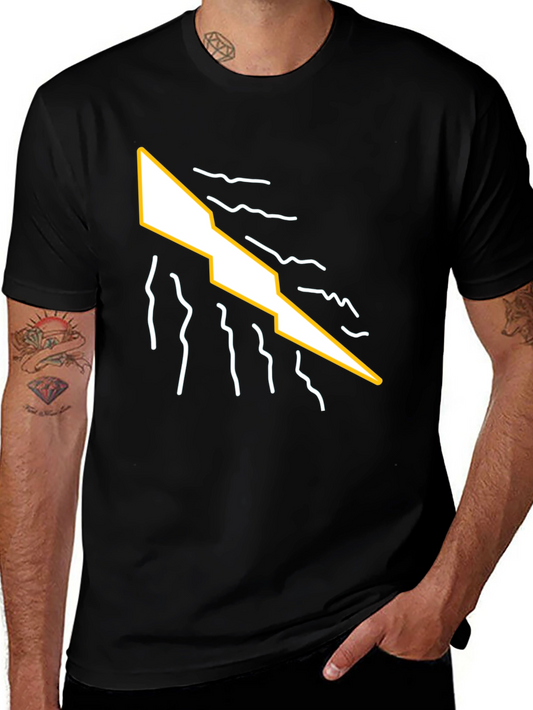 Abstract Lightning Bolt Graphic Tee - Modern Style