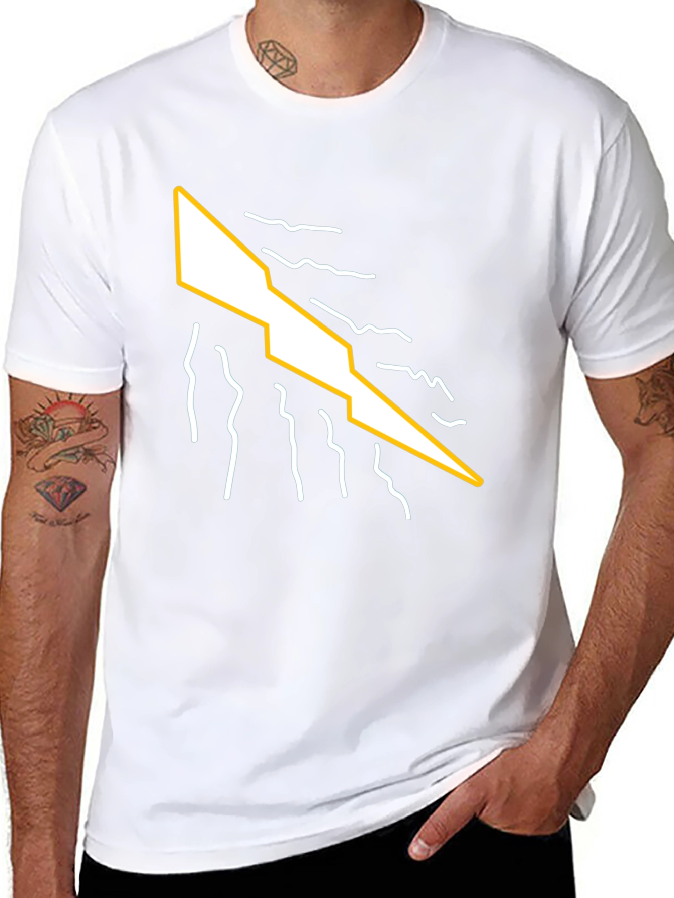 Abstract Lightning Bolt Graphic Tee - Modern Style