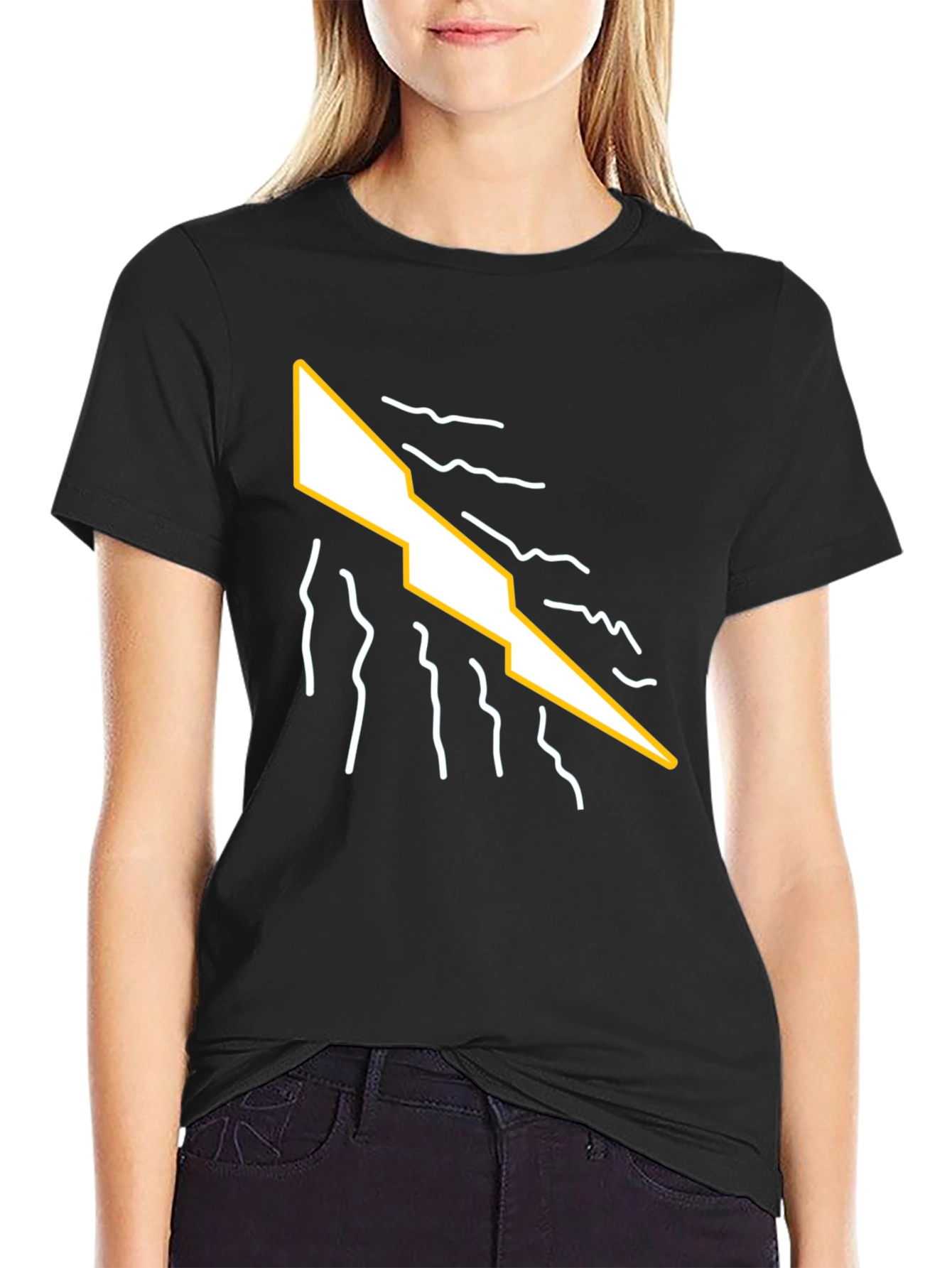 Abstract Lightning Bolt Graphic Tee - Modern Style