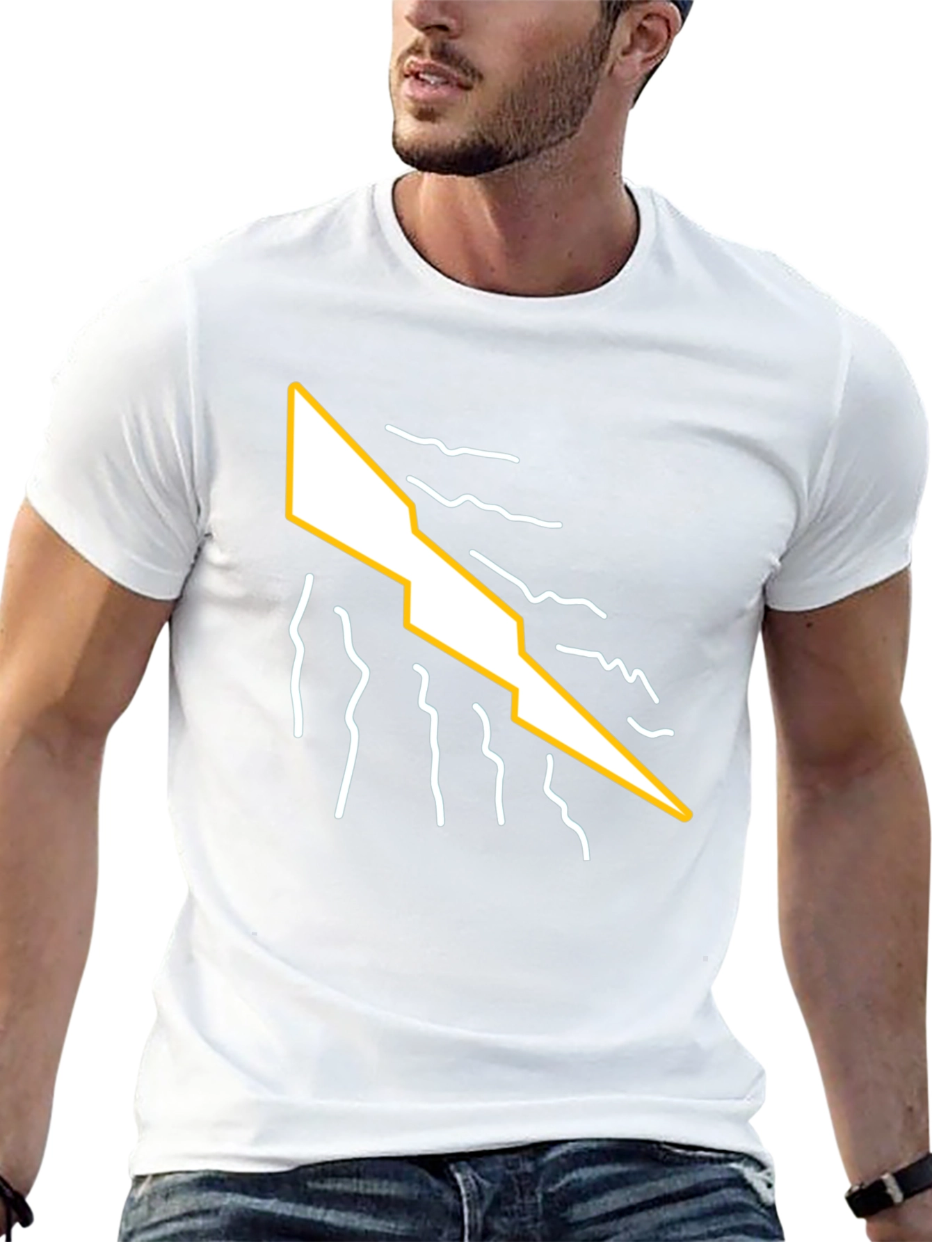 Abstract Lightning Bolt Graphic Tee - Modern Style