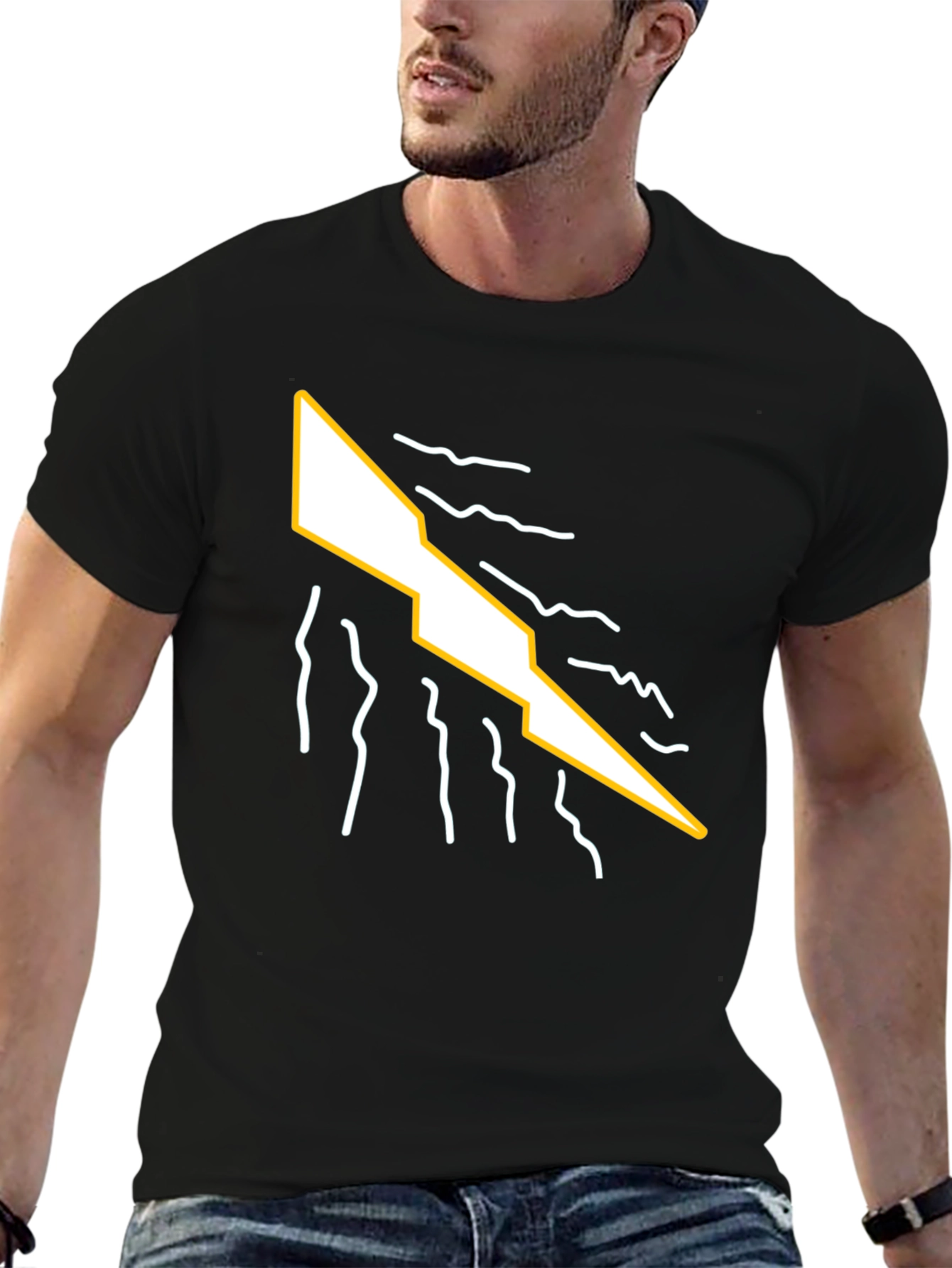 Abstract Lightning Bolt Graphic Tee - Modern Style