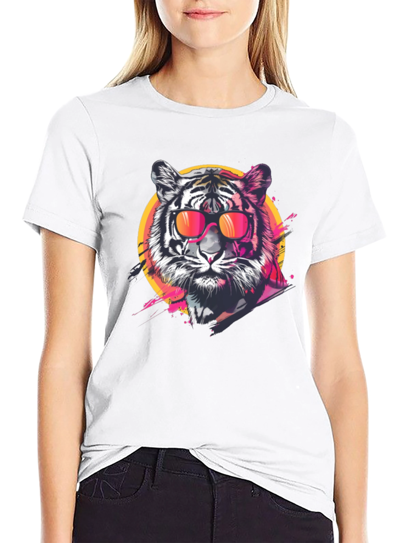 Cool Tiger Graphic Tee - Black Casual T-Shirt