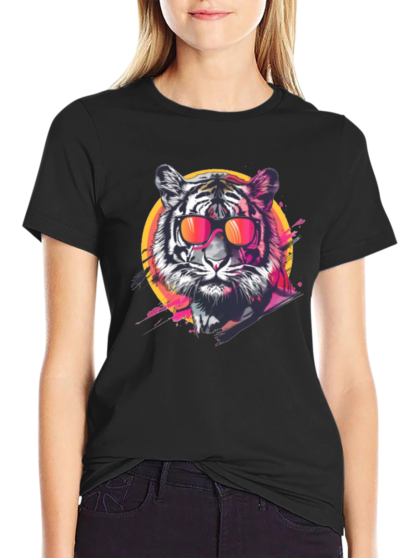 Cool Tiger Graphic Tee - Black Casual T-Shirt