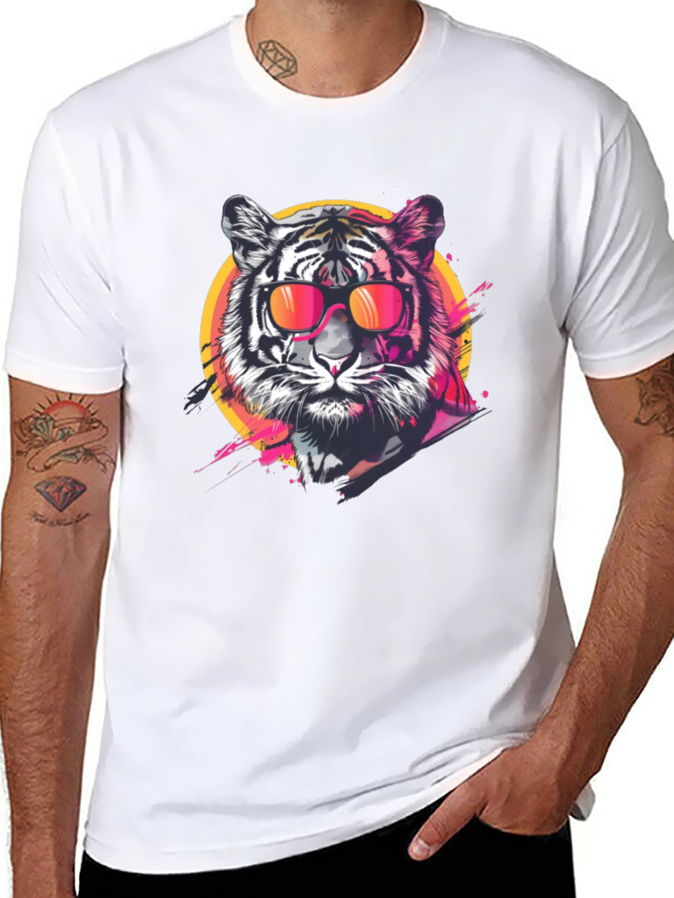 Cool Tiger Graphic Tee - Black Casual T-Shirt