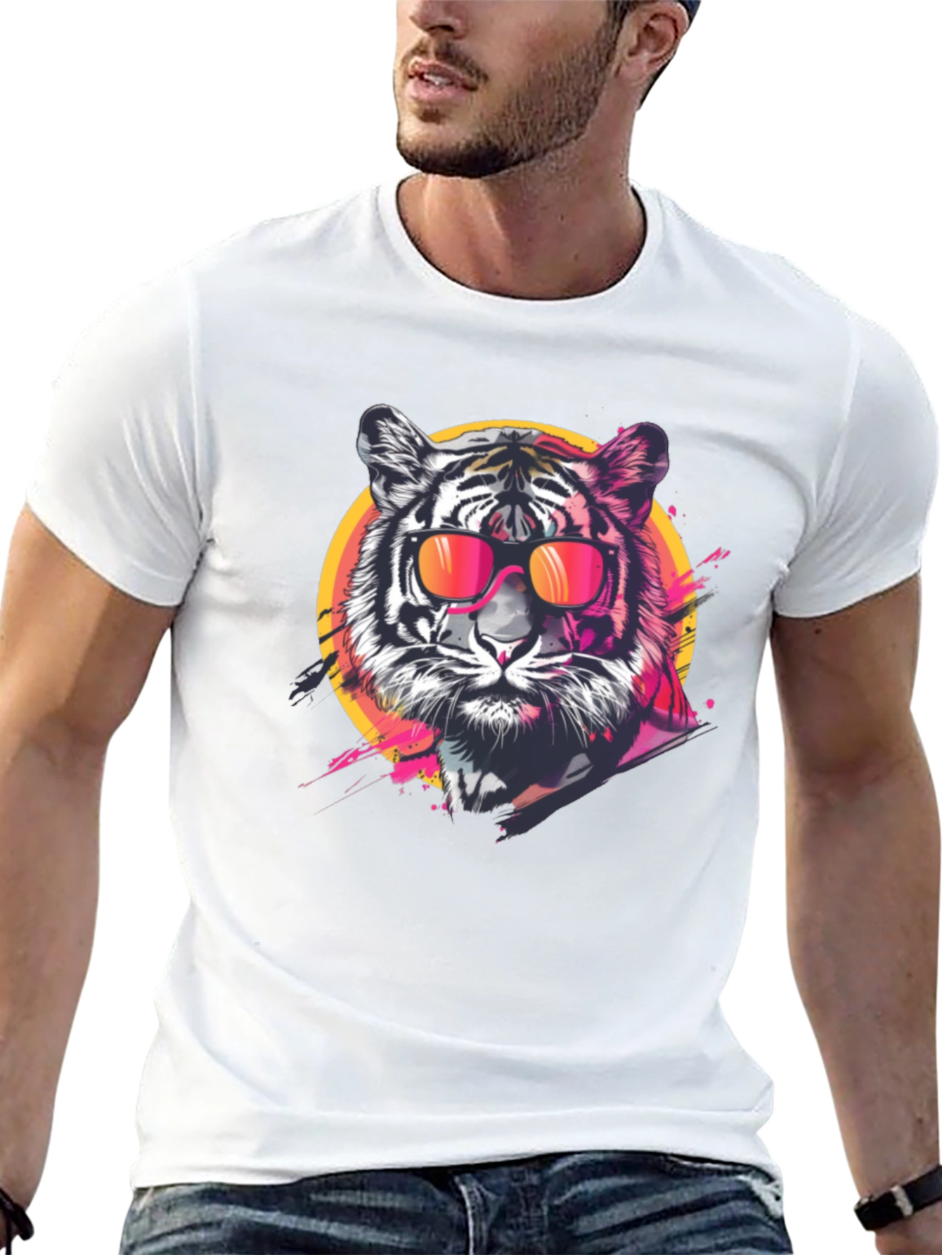 Cool Tiger Graphic Tee - Black Casual T-Shirt