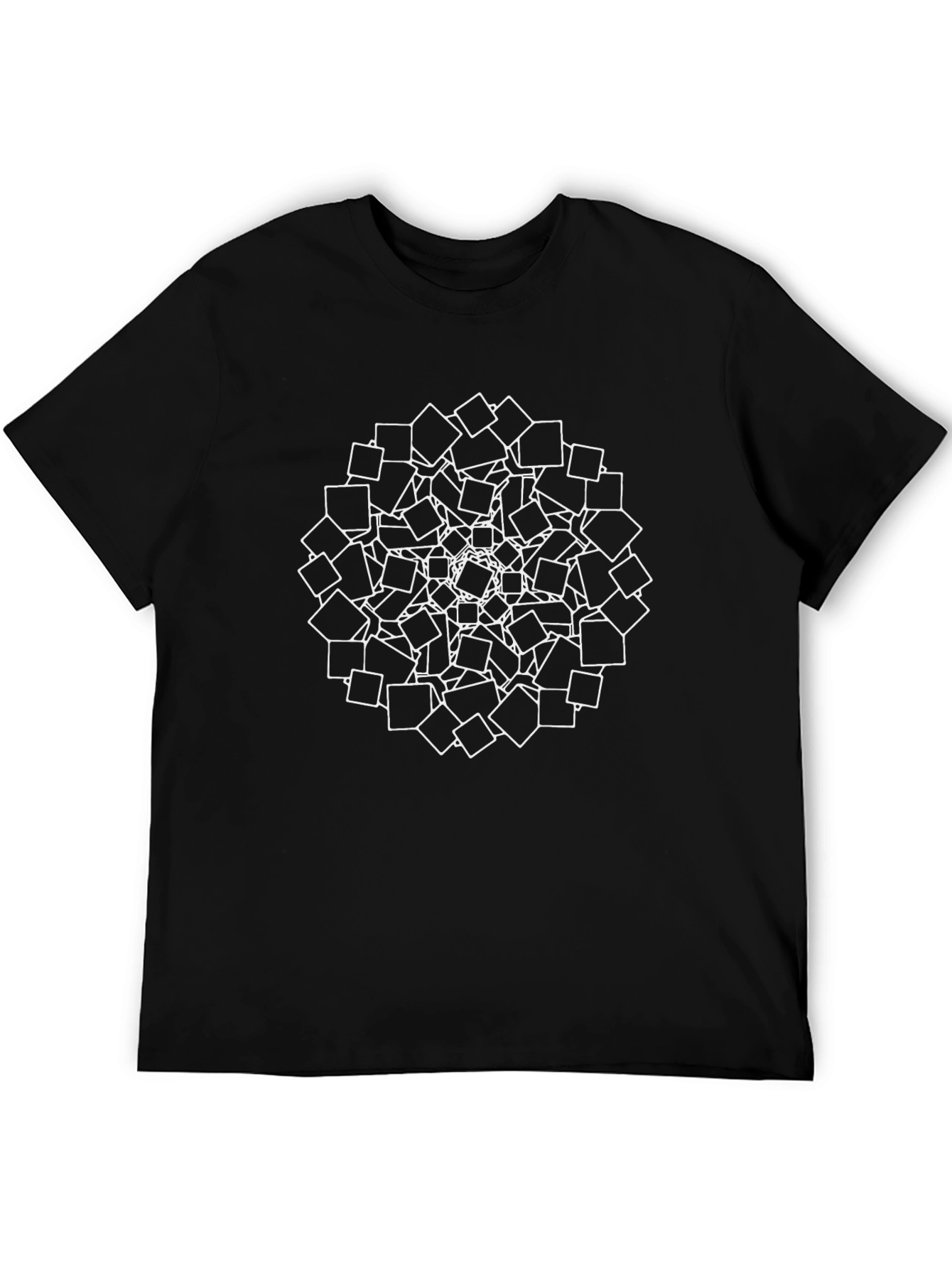 Geometric Squares Black T-Shirt - Modern Art Tee