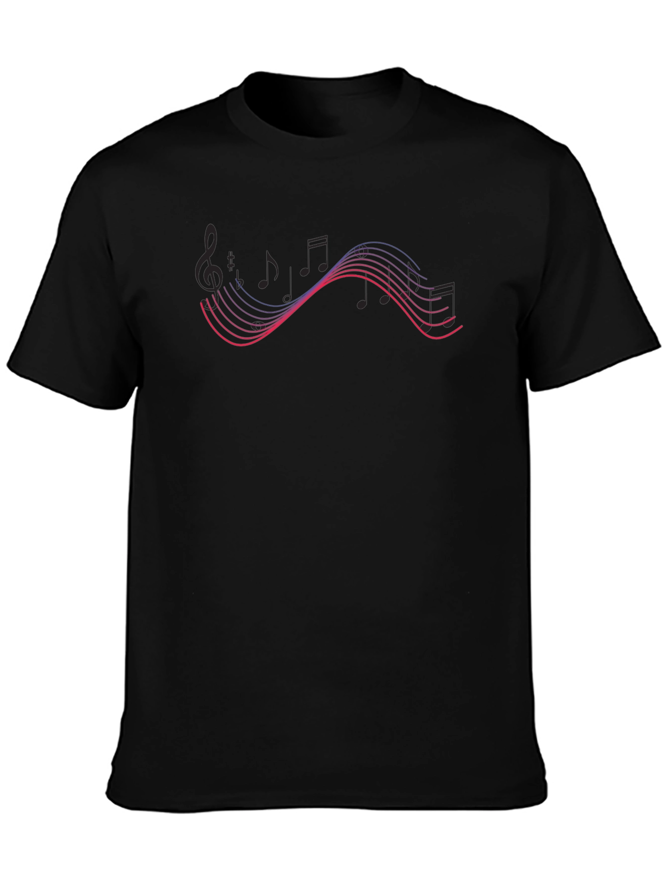 Musical Notes Graphic Tee - Stylish Black T-Shirt
