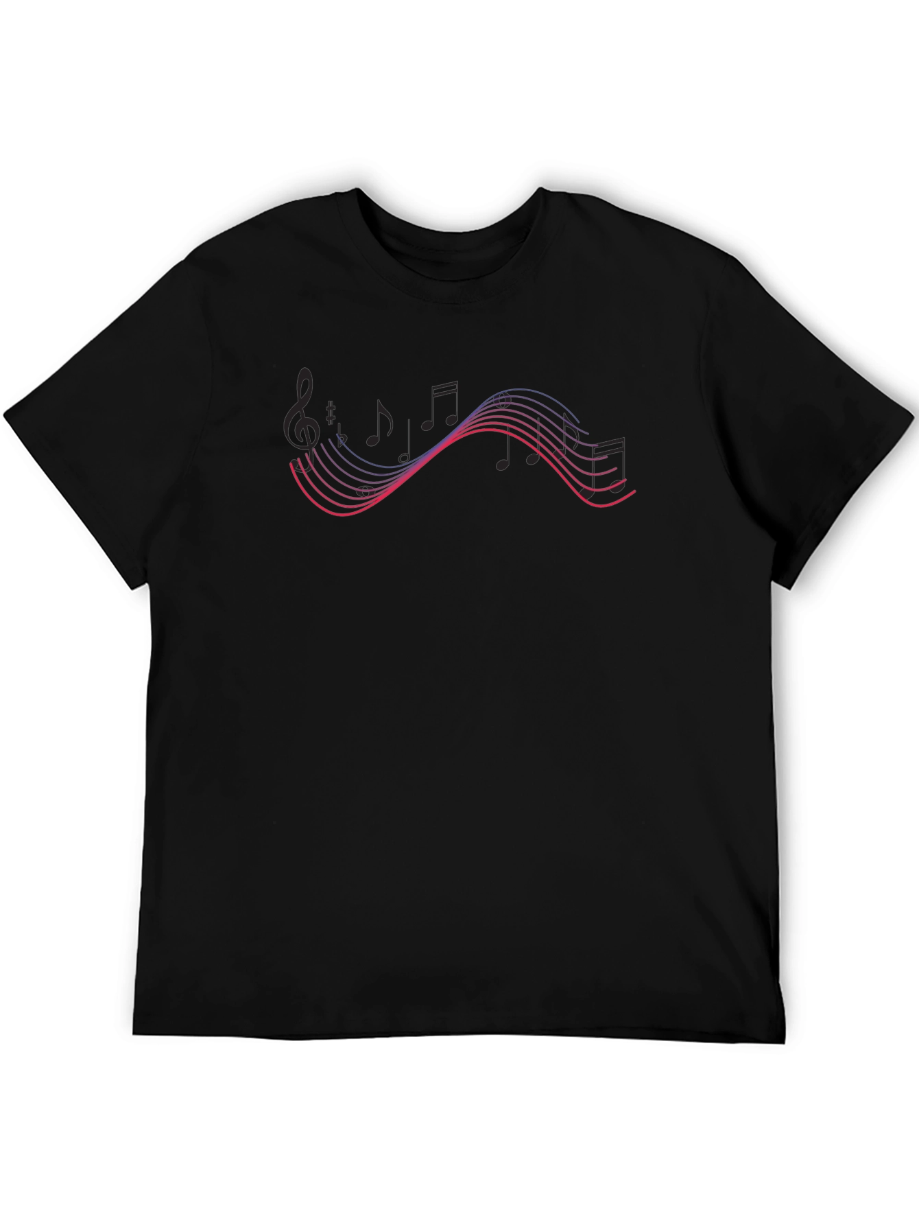 Musical Notes Graphic Tee - Stylish Black T-Shirt