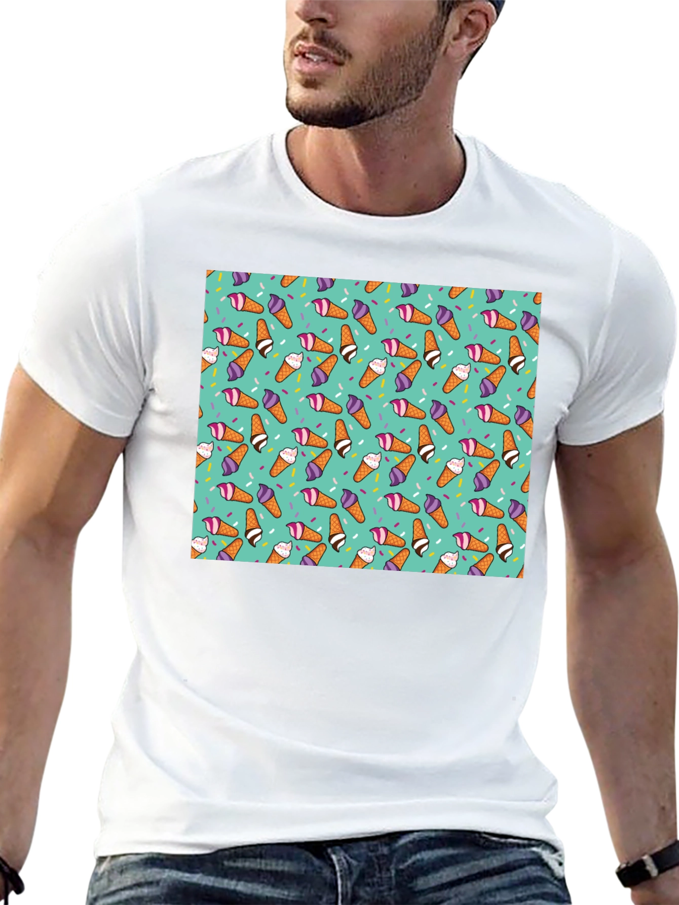 Ice Cream Cone Pattern T-Shirt