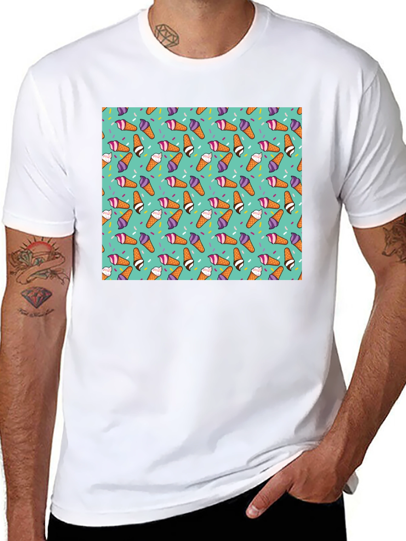 Ice Cream Cone Pattern T-Shirt