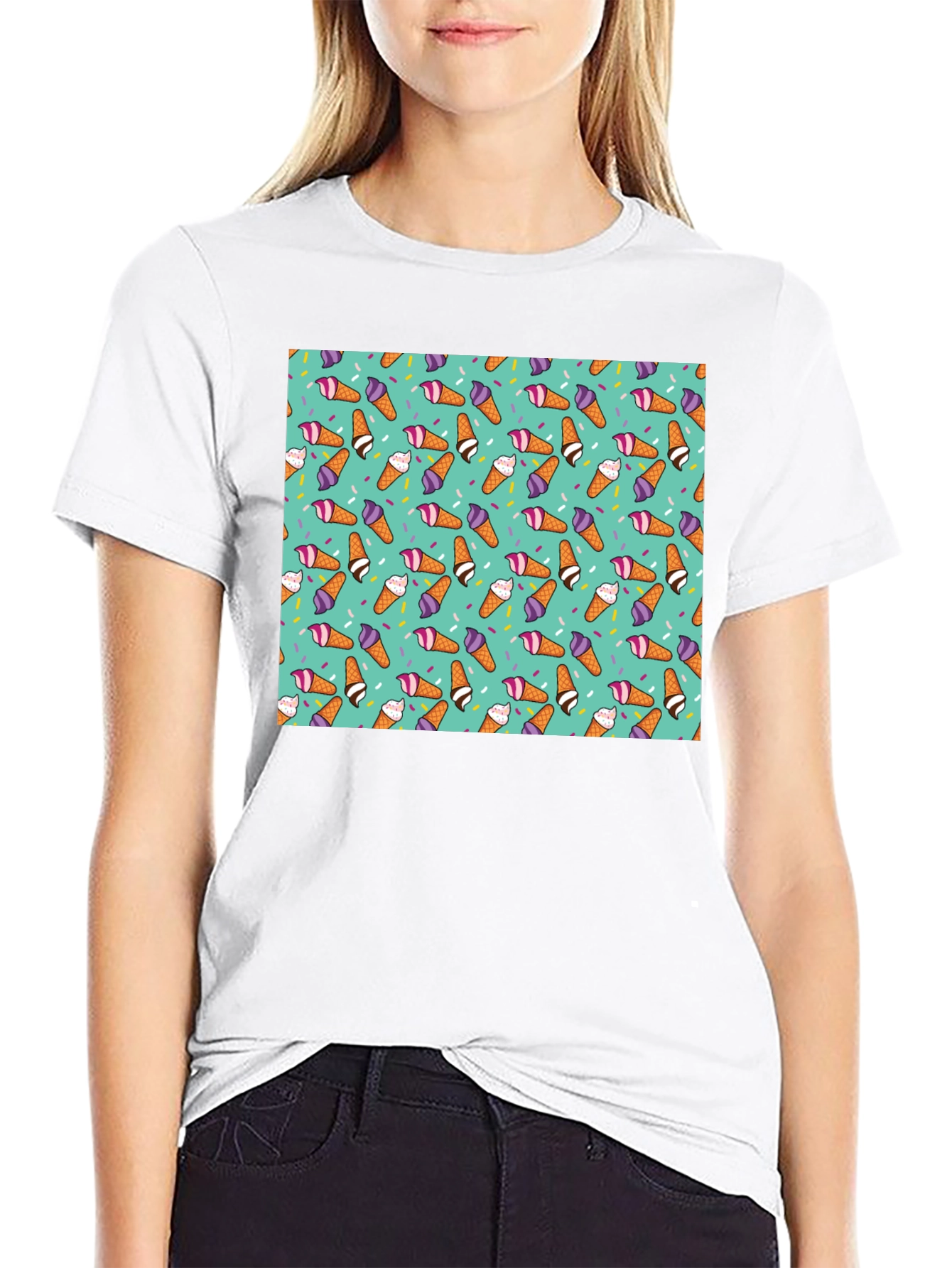 Ice Cream Cone Pattern T-Shirt