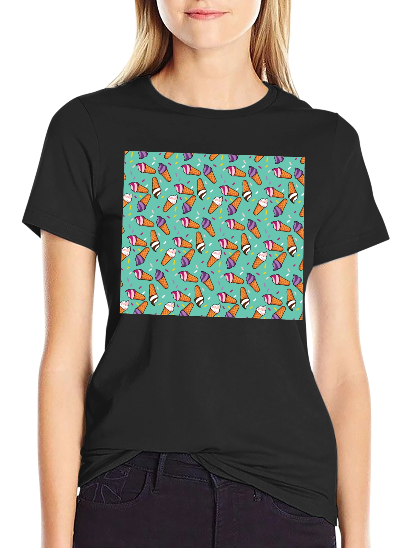 Ice Cream Cone Pattern T-Shirt