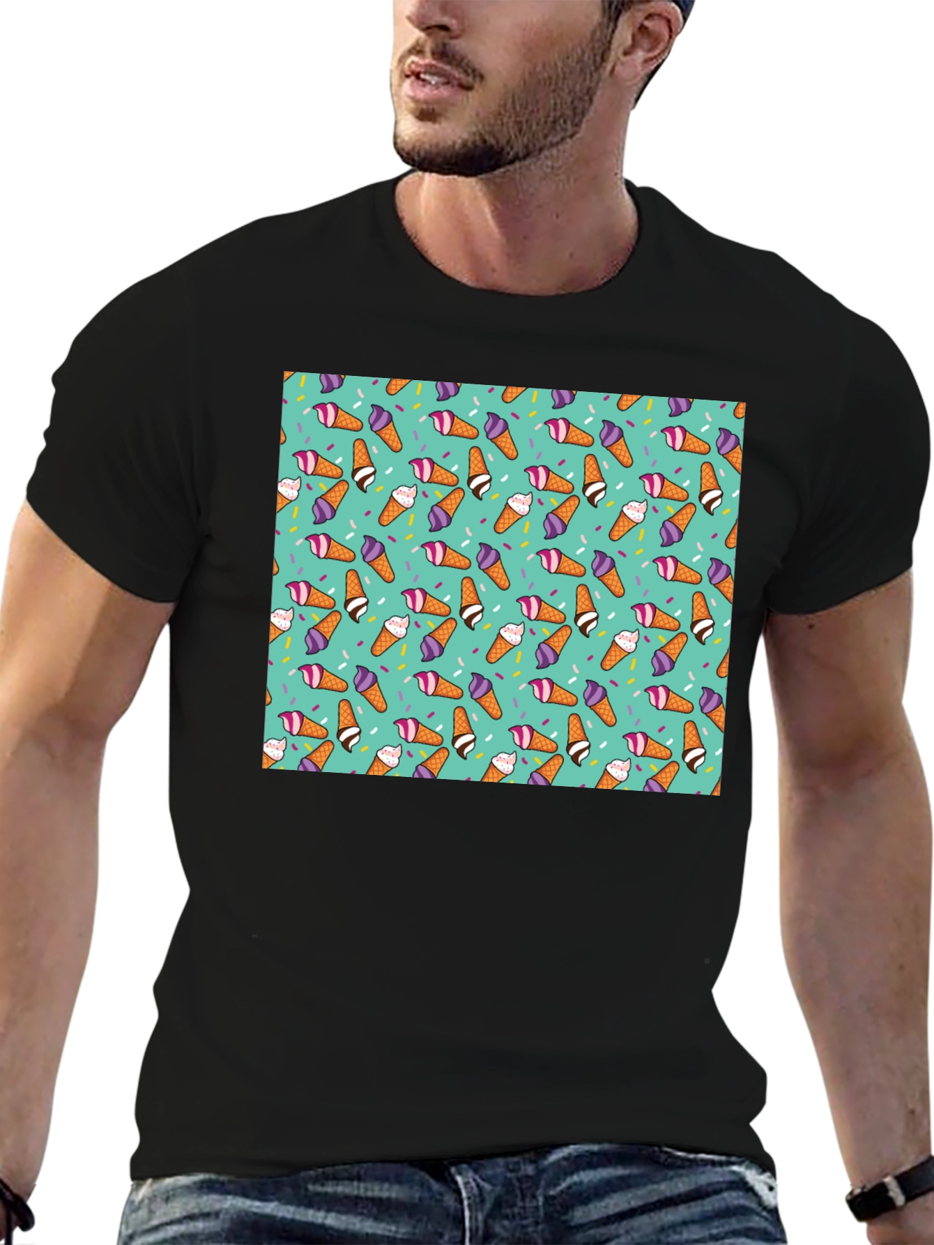 Ice Cream Cone Pattern T-Shirt