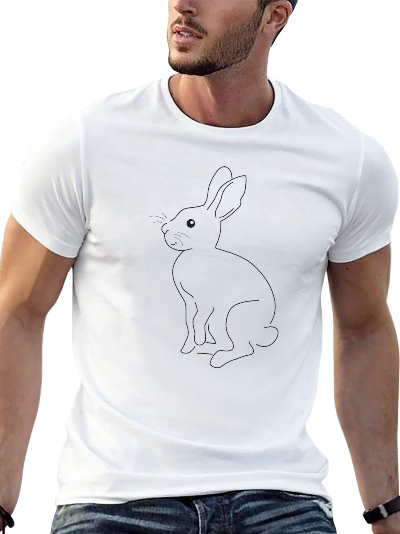 Black T-Shirt with Subtle Rabbit Design