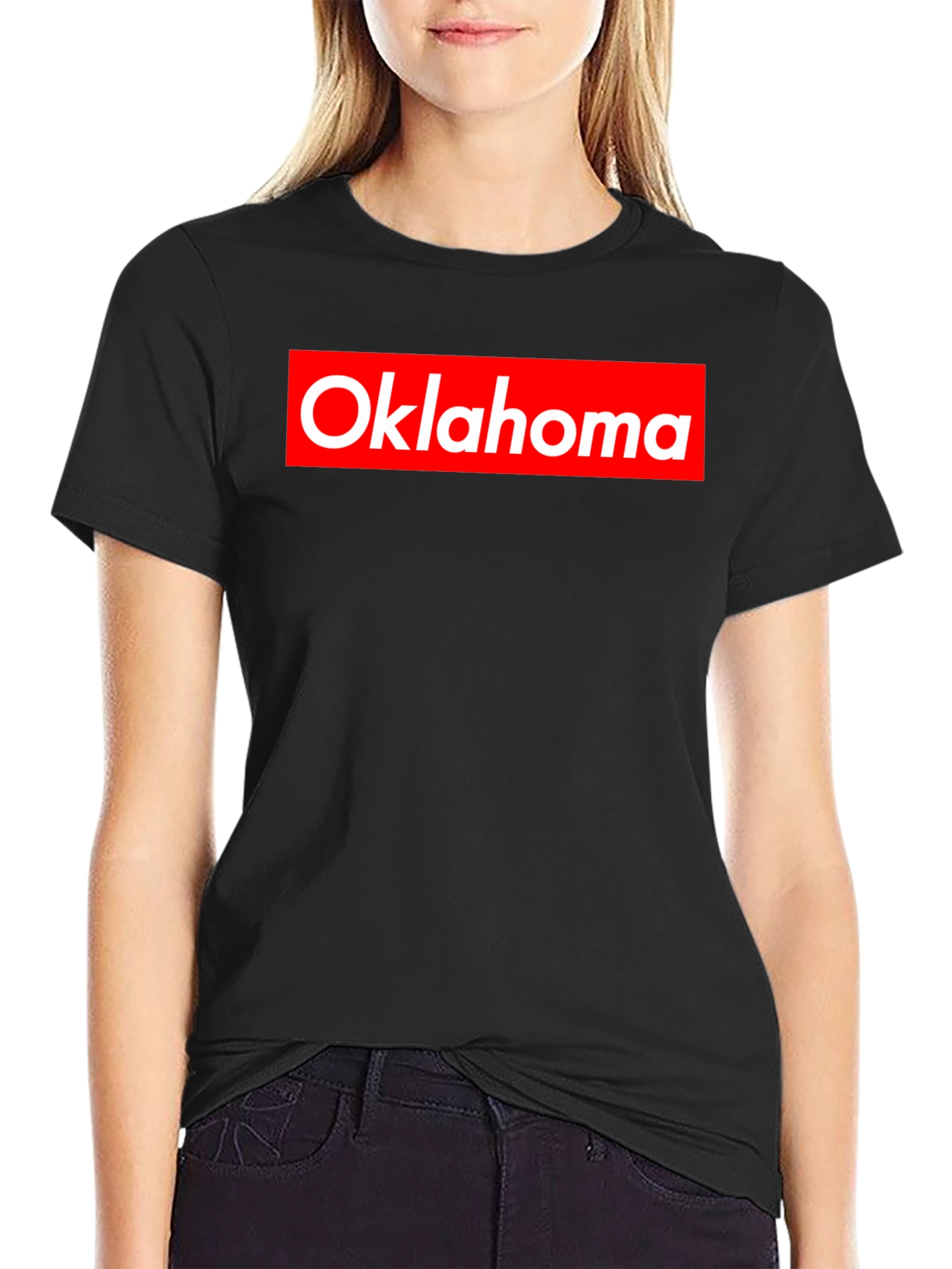 Oklahoma Tee - Red and White Logo on Black