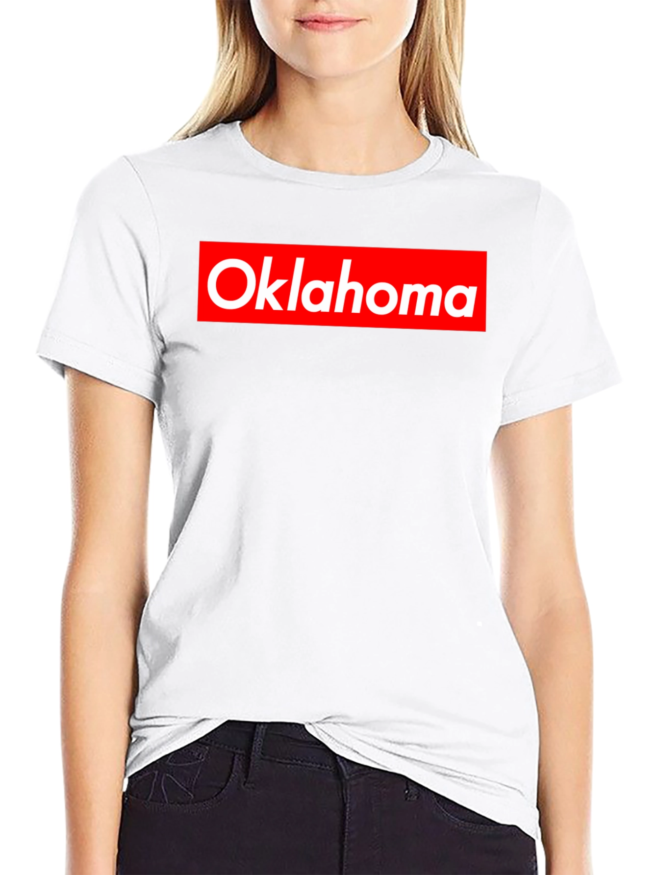 Oklahoma Tee - Red and White Logo on Black