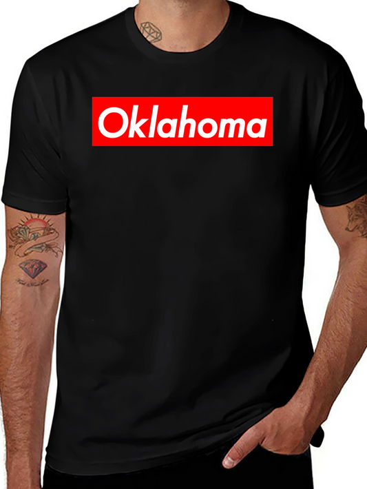 Oklahoma Tee - Red and White Logo on Black