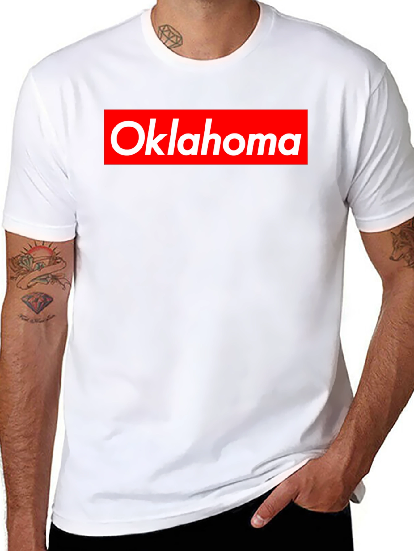 Oklahoma Tee - Red and White Logo on Black