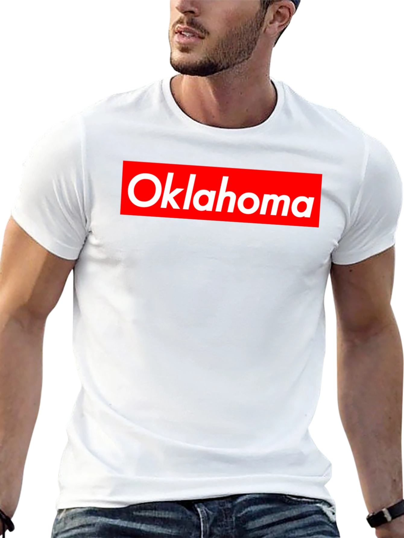 Oklahoma Tee - Red and White Logo on Black