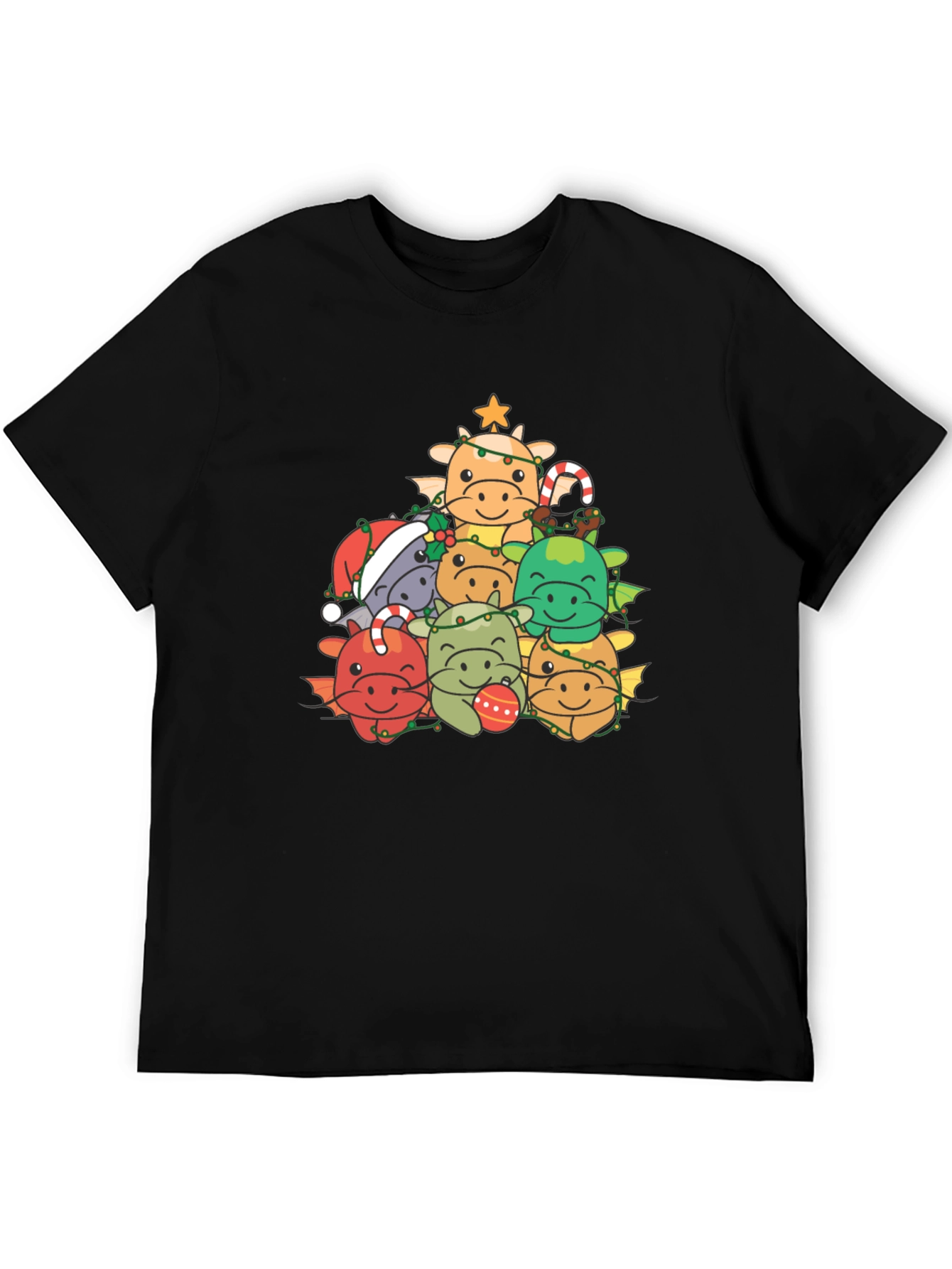 Festive Dragon Christmas Tree Graphic Tee