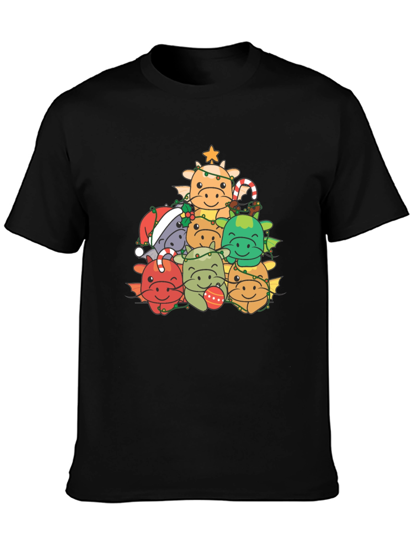 Festive Dragon Christmas Tree Graphic Tee