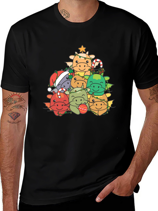 Festive Dragon Christmas Tree Graphic Tee