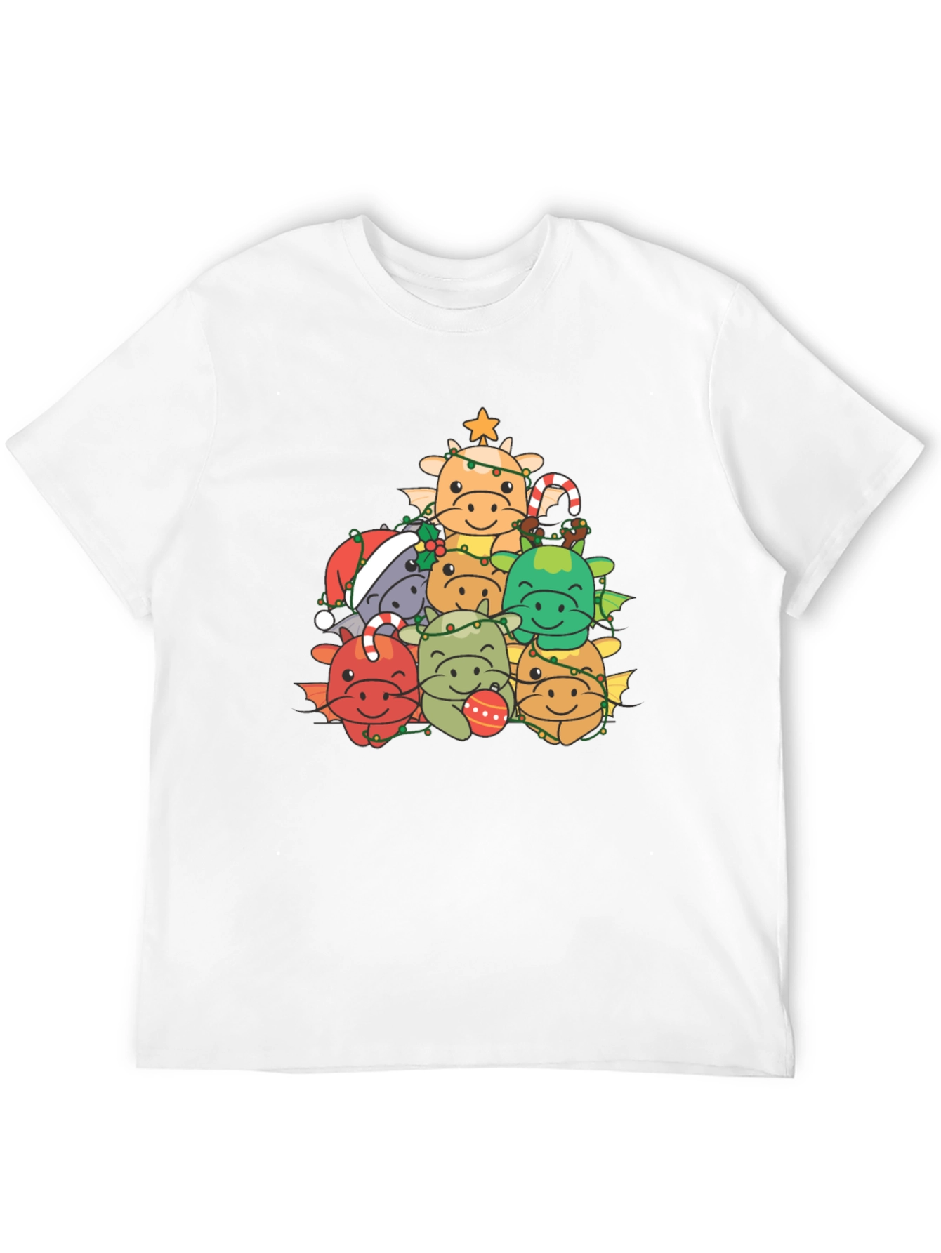 Festive Dragon Christmas Tree Graphic Tee