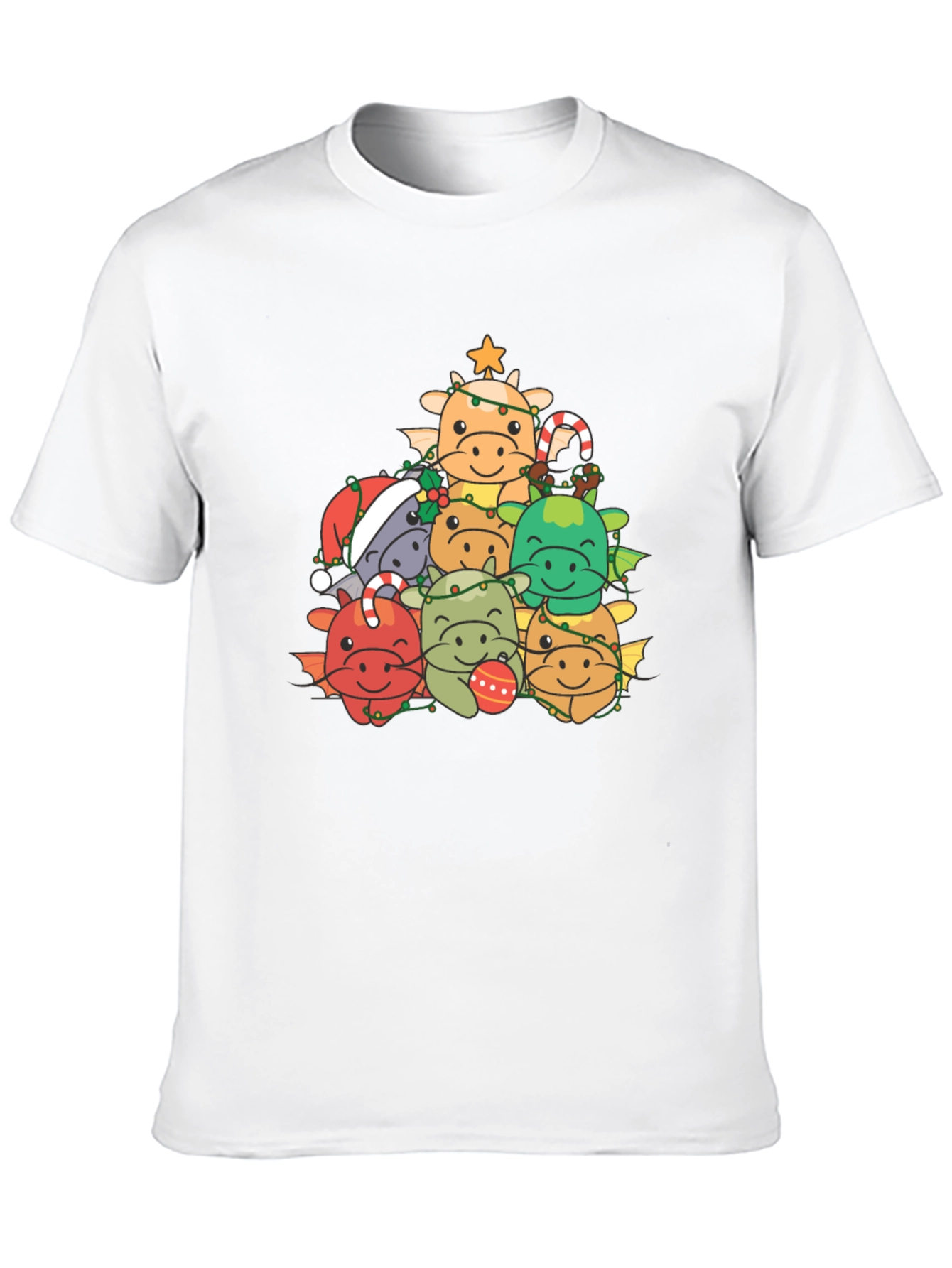 Festive Dragon Christmas Tree Graphic Tee