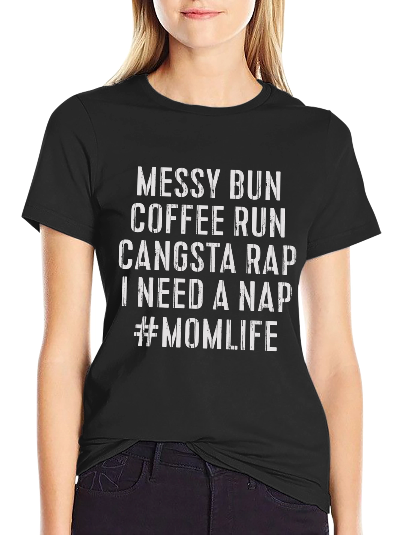 Mom Life Graphic Tee - Messy Bun Coffee Run
