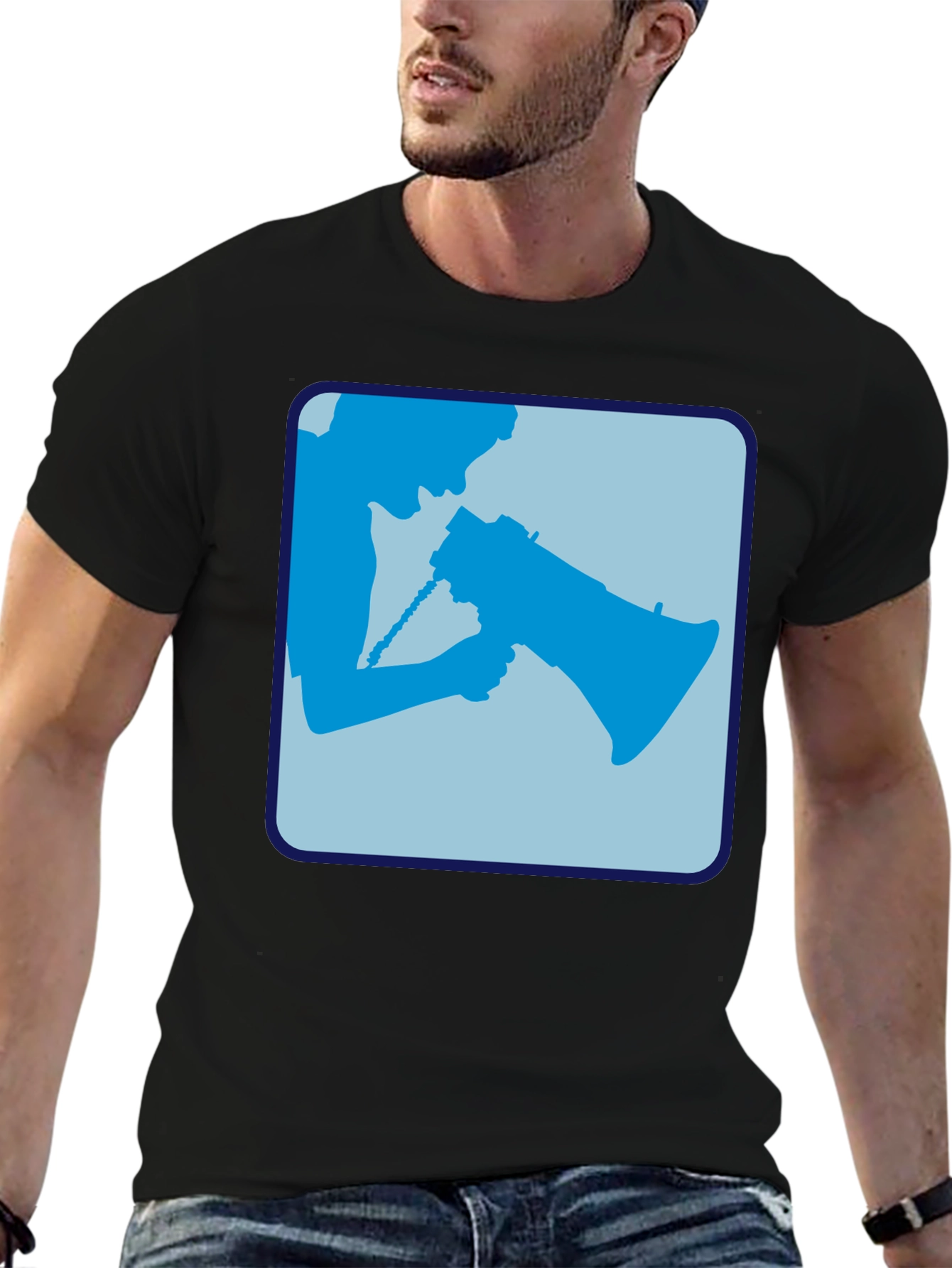 Megaphone Graphic Tee - Bold Black Cotton Shirt
