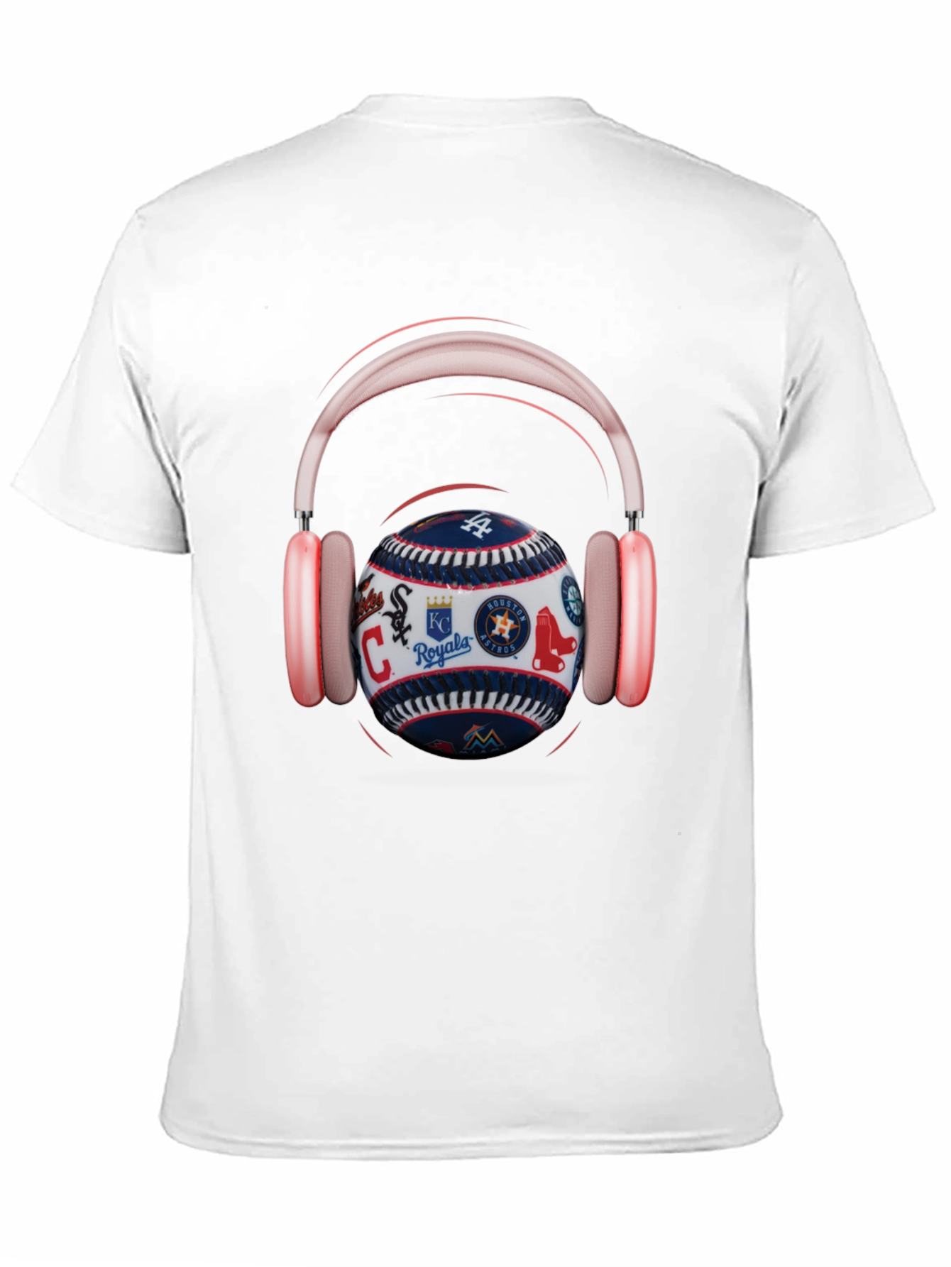 Baseball Teams Logo T-Shirt with Headphones