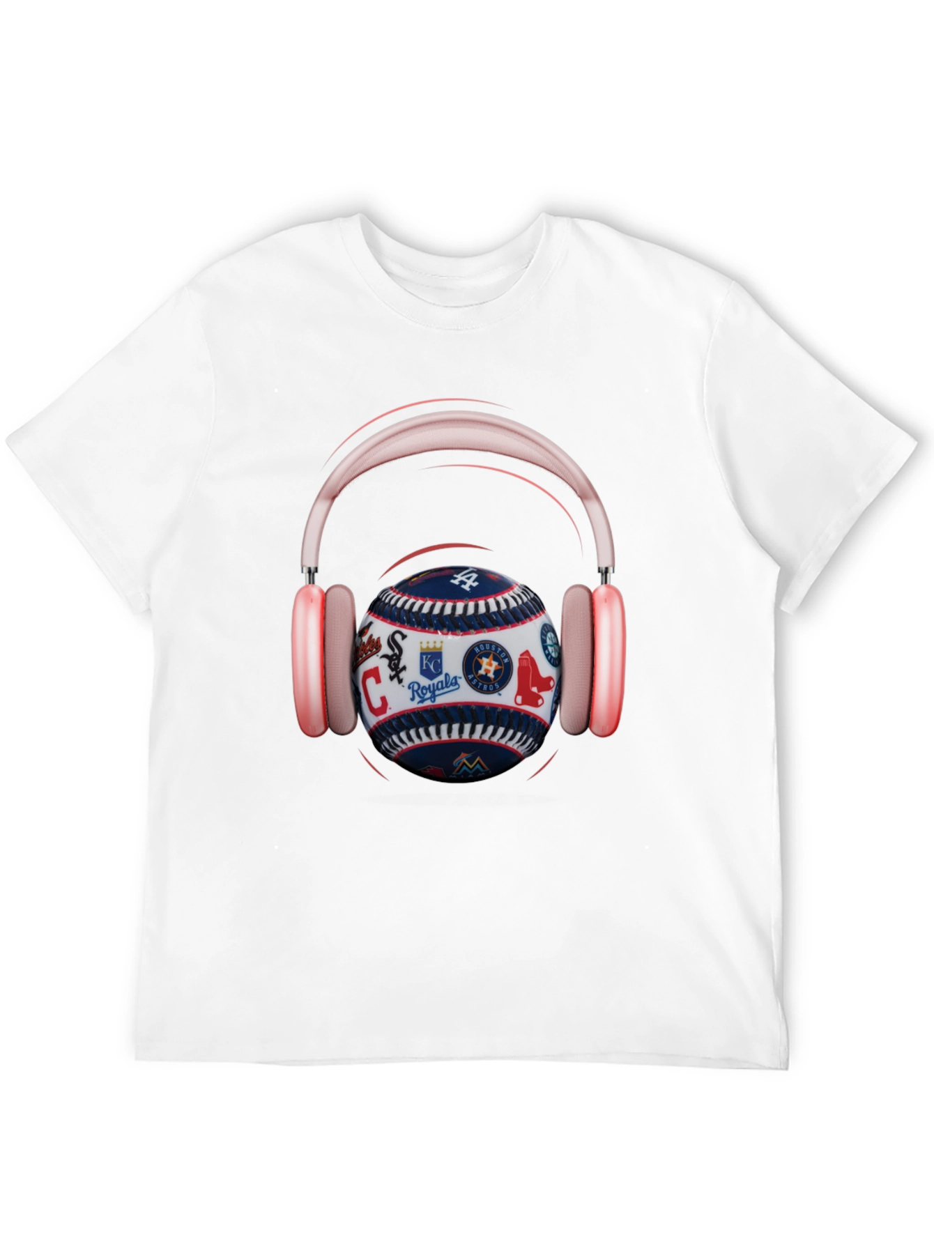 Baseball Teams Logo T-Shirt with Headphones
