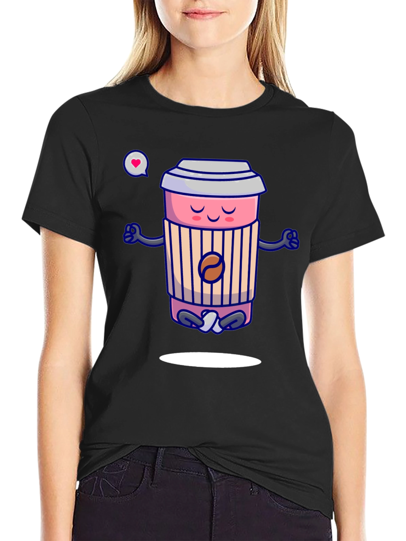 Zen Coffee Cup T-Shirt - Meditating Beverage Tee