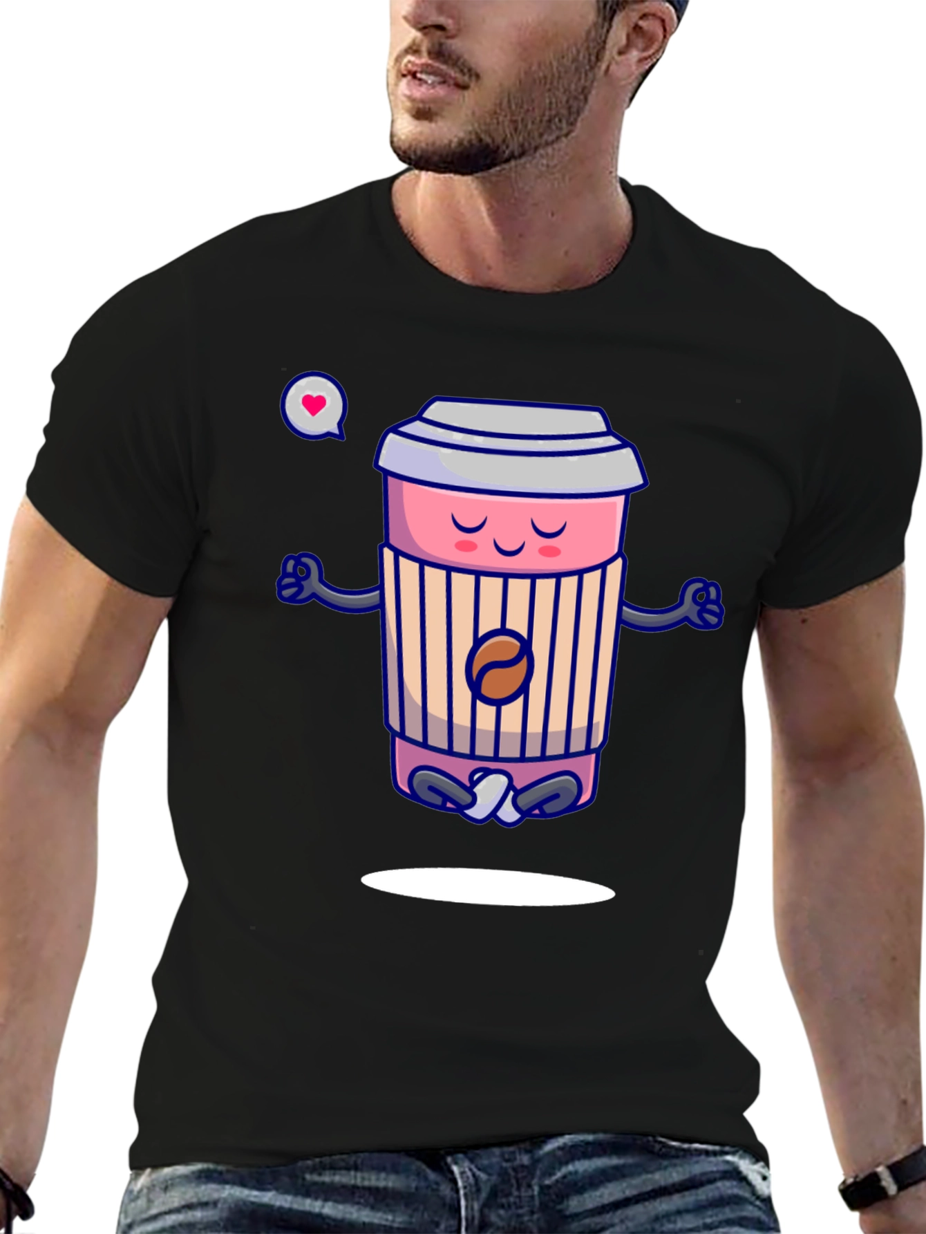 Zen Coffee Cup T-Shirt - Meditating Beverage Tee
