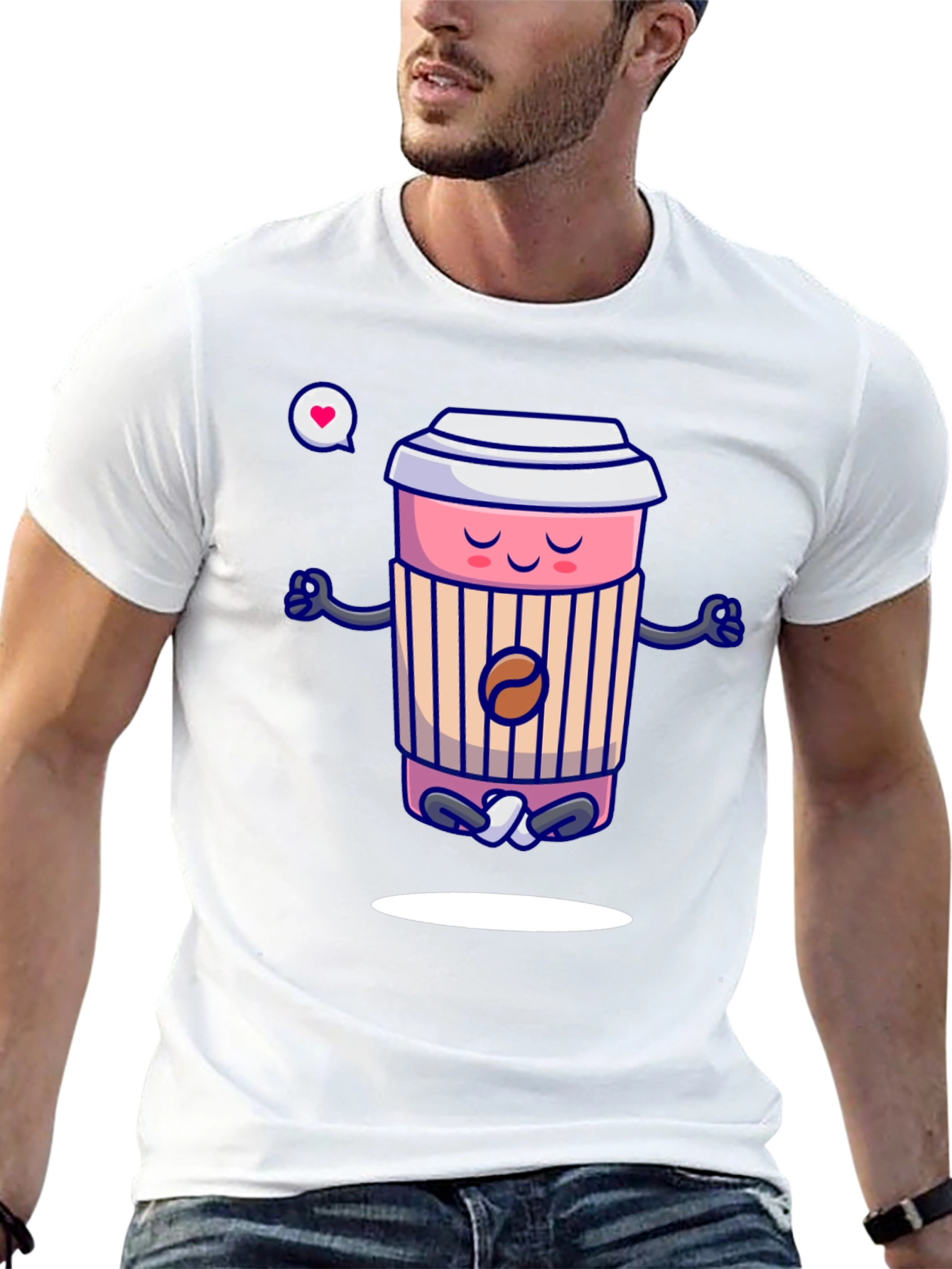 Zen Coffee Cup T-Shirt - Meditating Beverage Tee