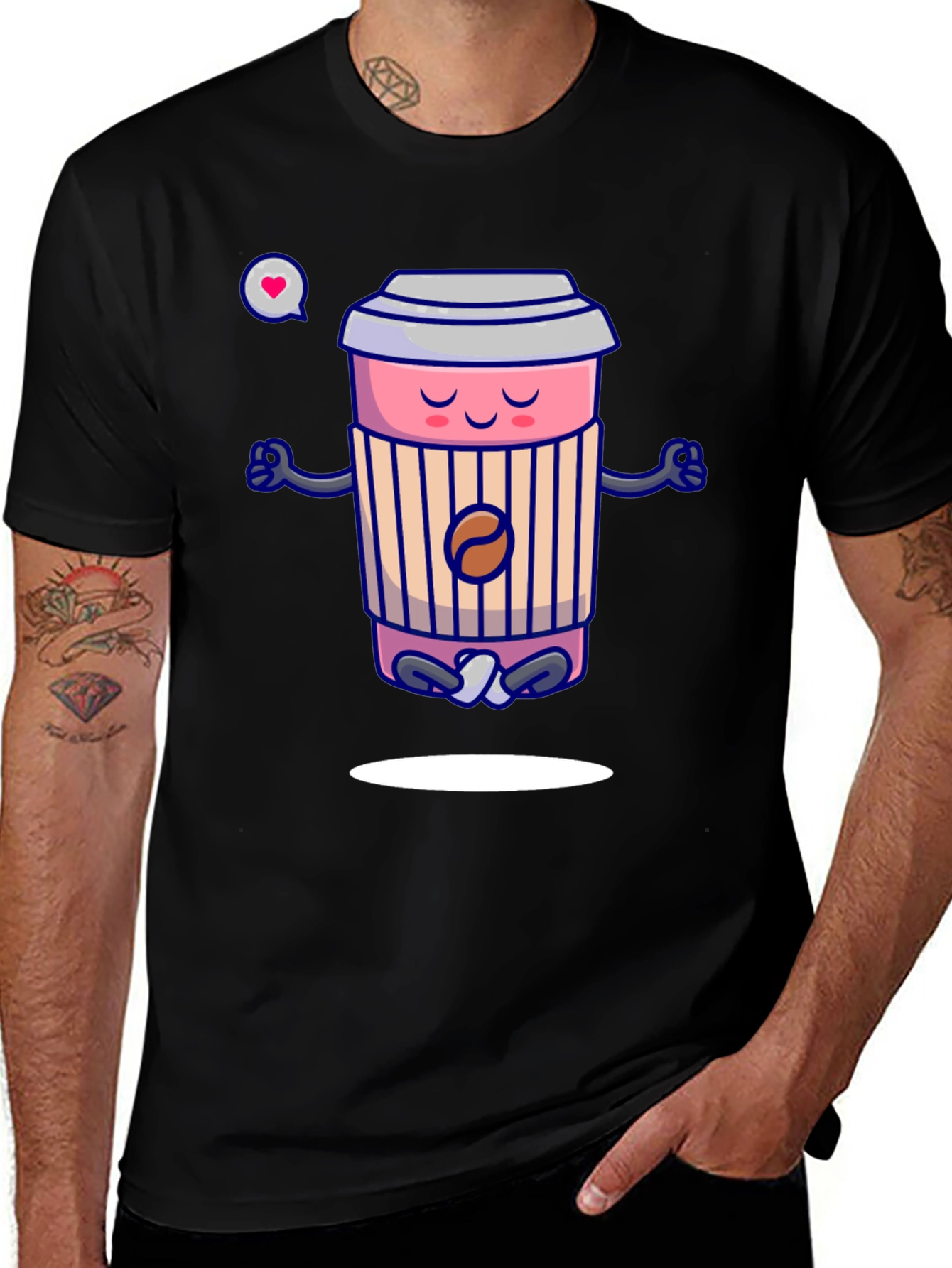 Zen Coffee Cup T-Shirt - Meditating Beverage Tee
